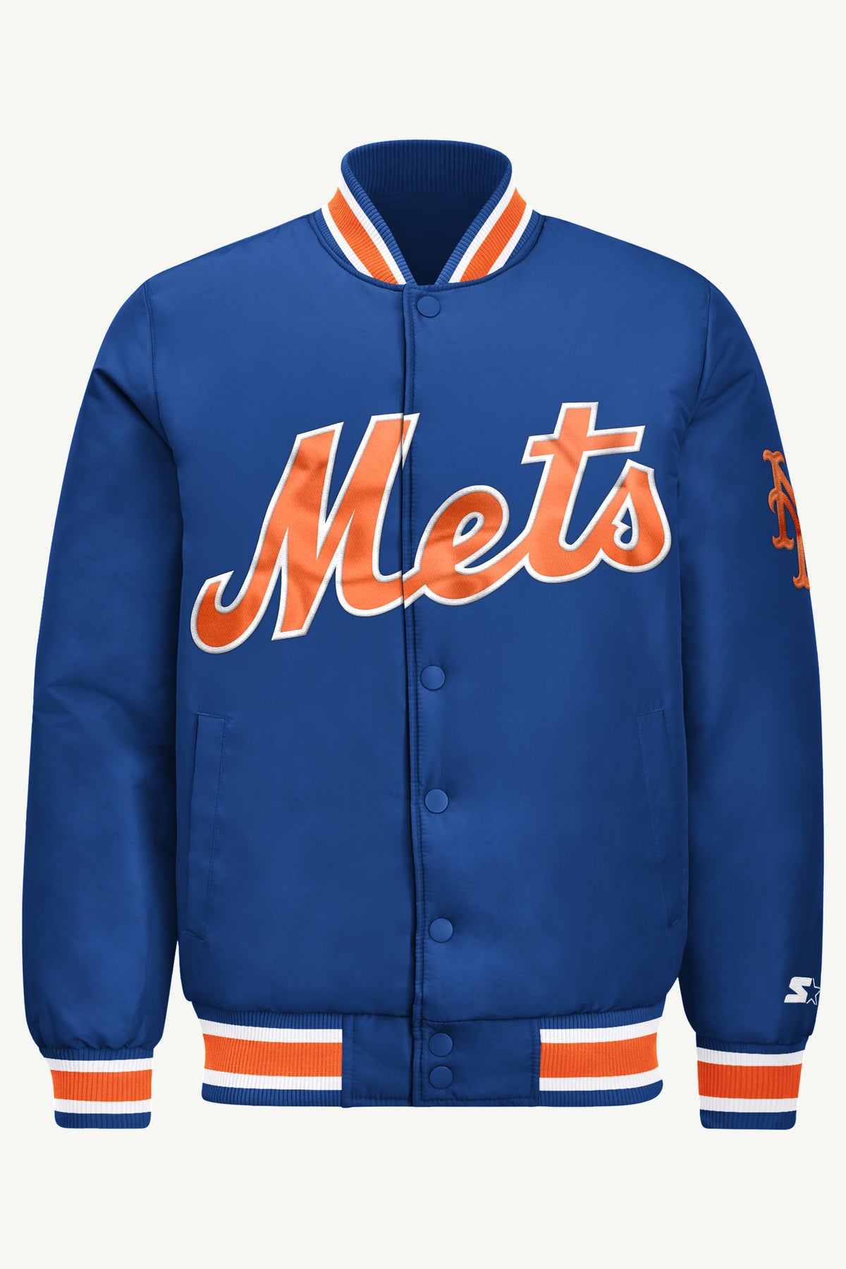 MENS NEW YORK METS ACROSS SATIN VARSITY JACKET View 2 | Men's Starter Jackets