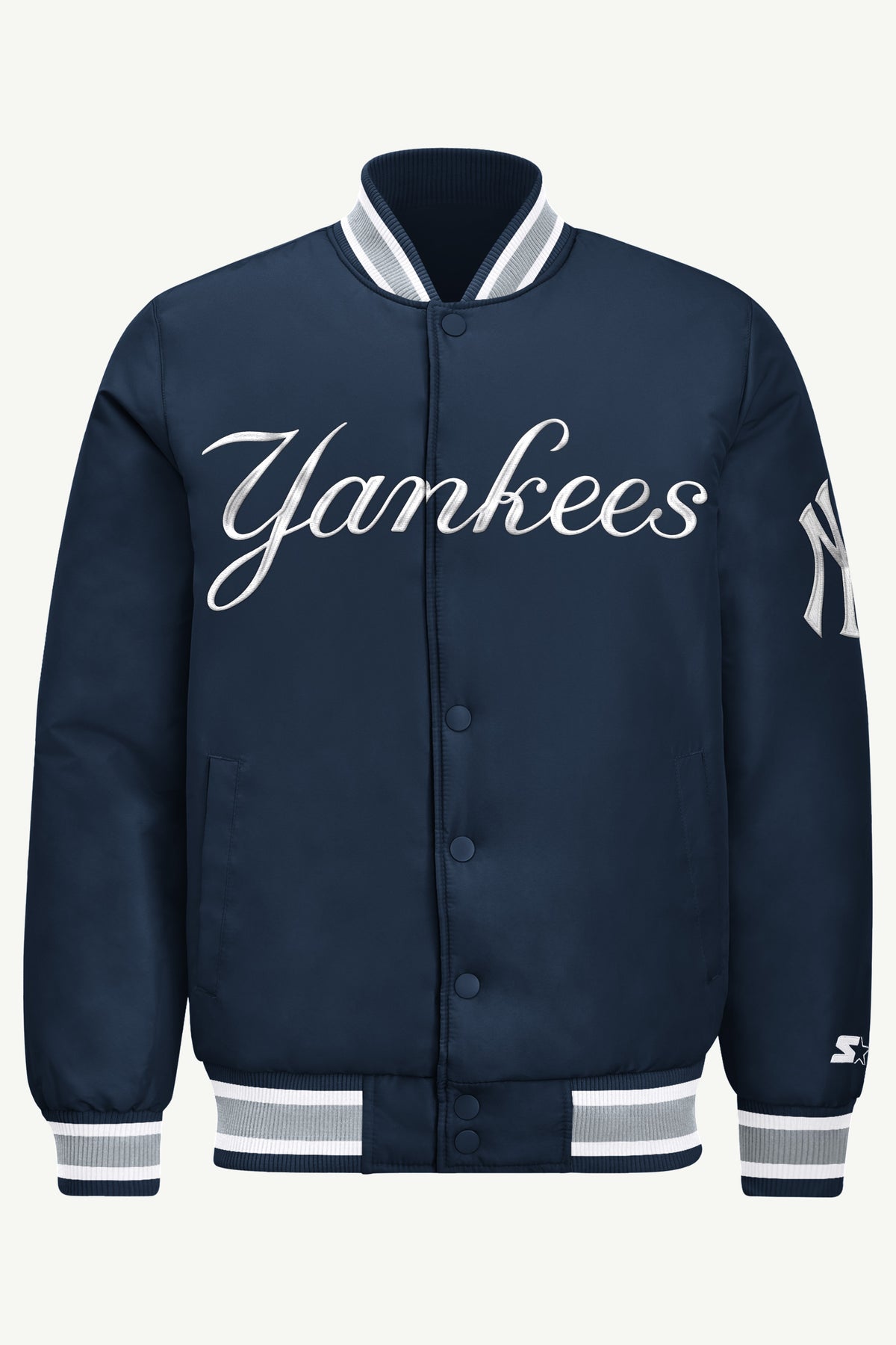 MENS NEW YORK YANKEES ACROSS SATIN VARSITY JACKET View 2 | Men's Starter Jackets