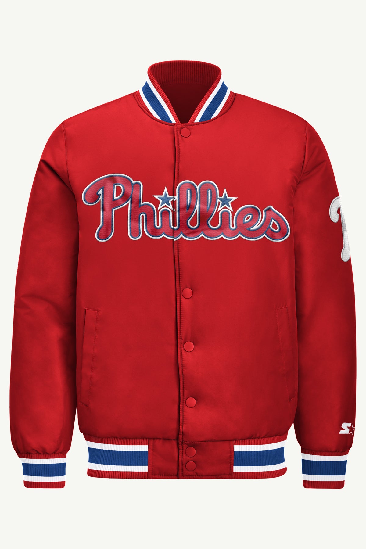 MENS PHILADELPHIA PHILLIES ACROSS SATIN VARSITY JACKET View 2