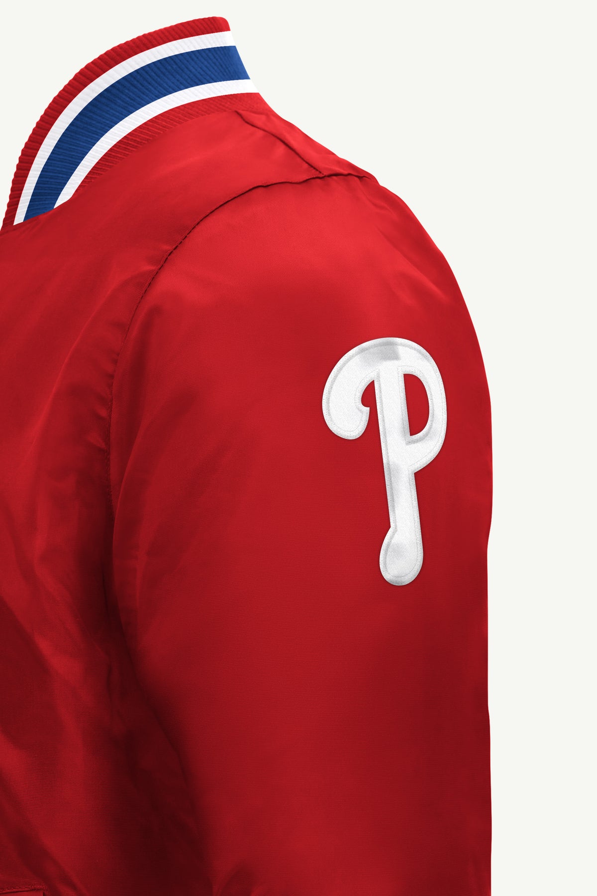 MENS PHILADELPHIA PHILLIES ACROSS SATIN VARSITY JACKET View 4