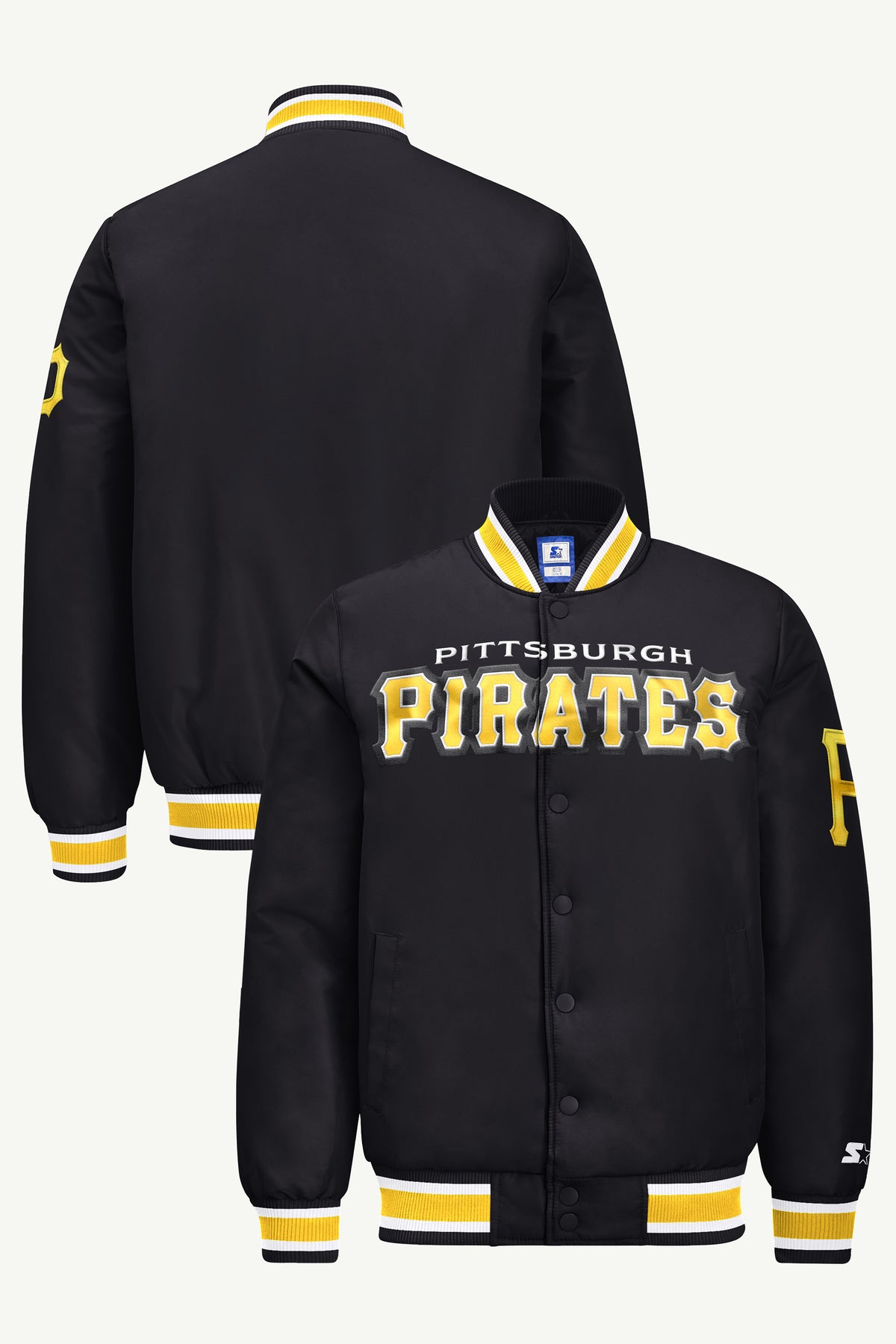 MENS PITTSBURGH PIRATES ACROSS SATIN VARSITY JACKET View 1