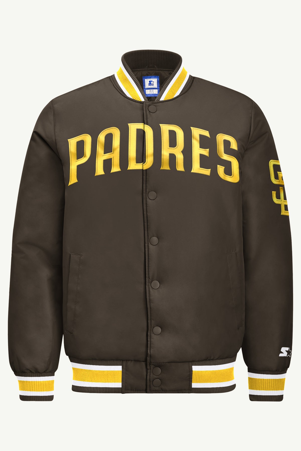 MENS SAN DIEGO PADRES ACROSS SATIN VARSITY JACKET View 2