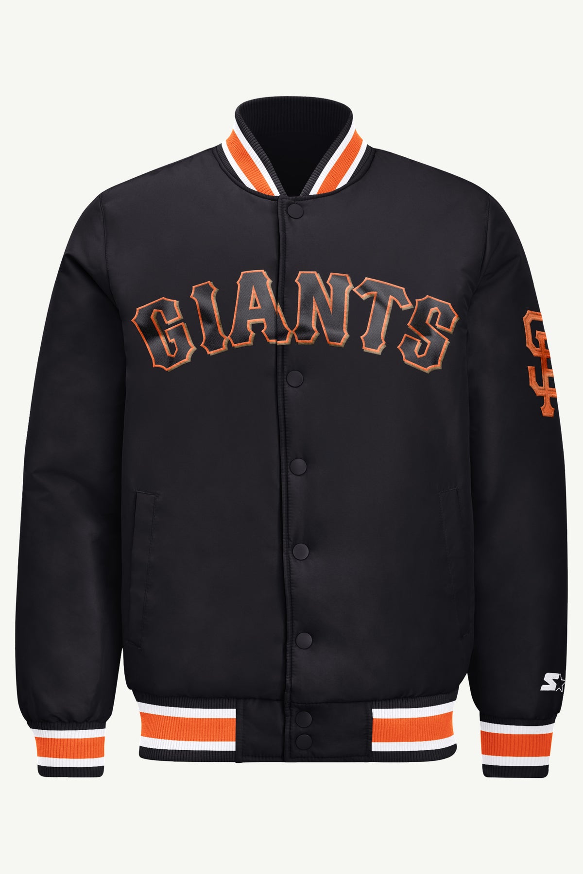 MENS SAN FRANCISCO GIANTS ACROSS SATIN VARSITY JACKET View 2 | Men's Starter Jackets