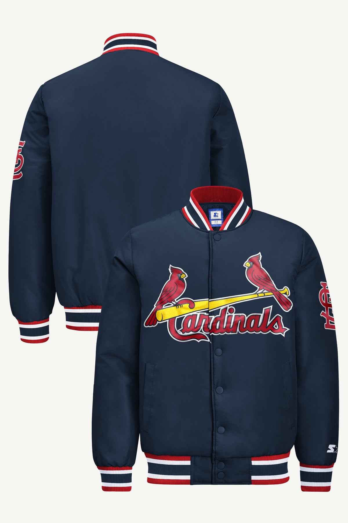MENS ST. LOUIS CARDINALS ACROSS SATIN VARSITY JACKET View 1