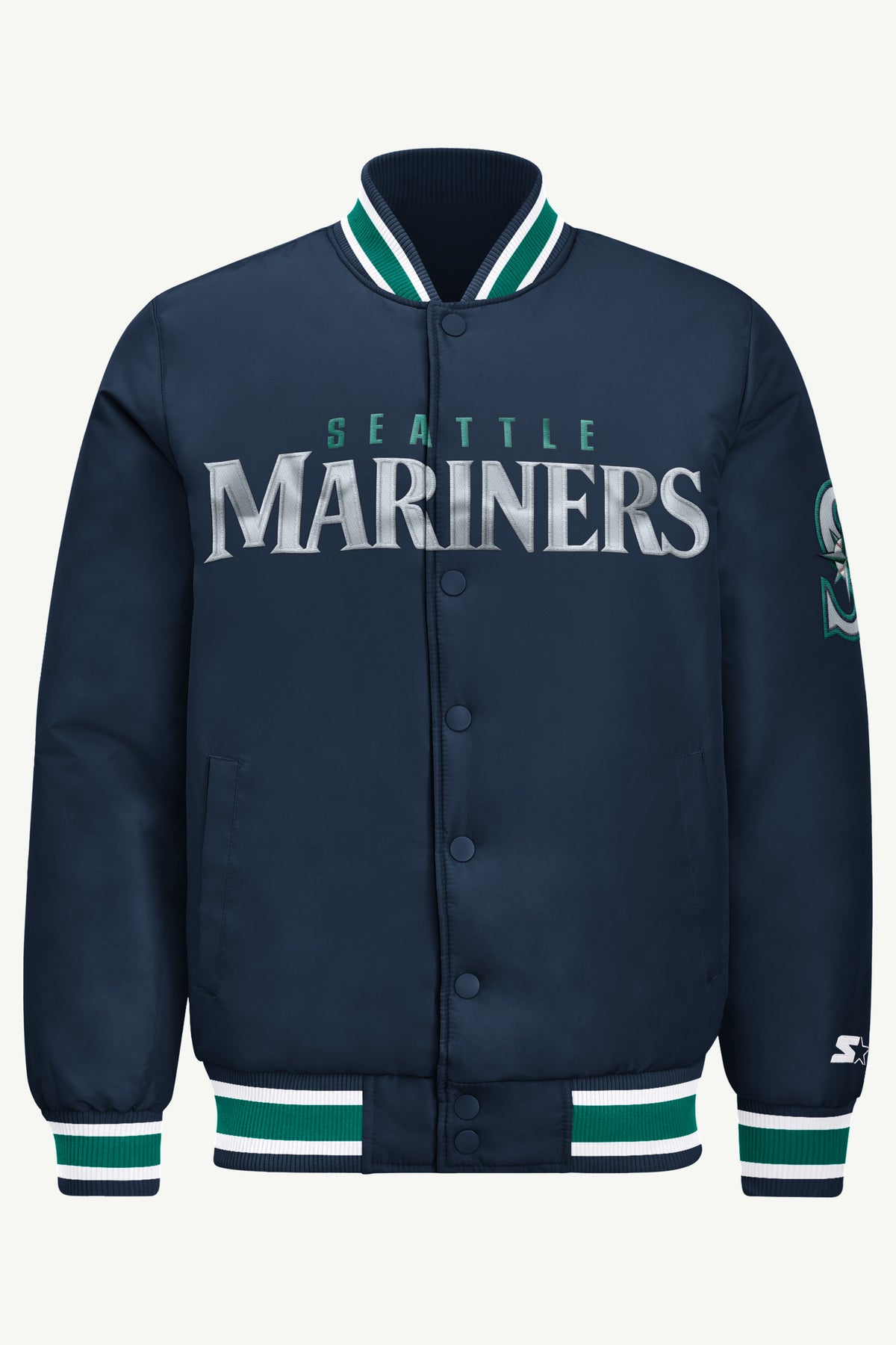 MENS SEATTLE MARINERS ACROSS SATIN VARSITY JACKET View 2 | Men's Starter Jackets