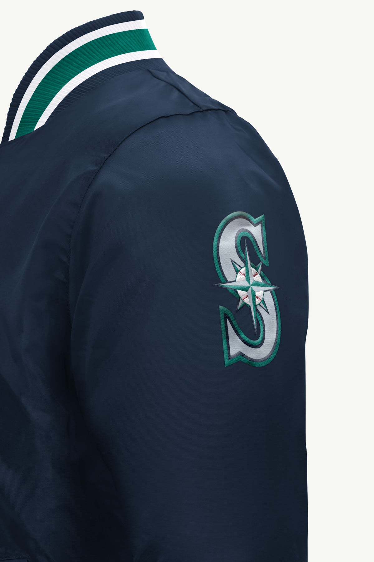 MENS SEATTLE MARINERS ACROSS SATIN VARSITY JACKET View 4