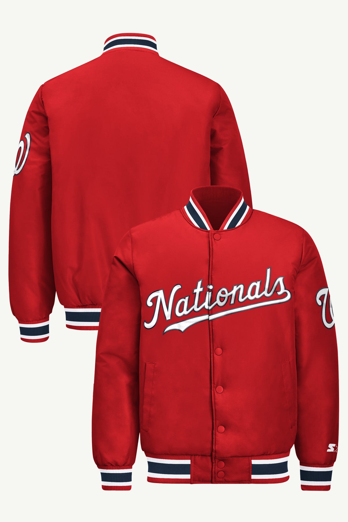MENS WASHINGTON NATIONALS ACROSS SATIN VARSITY JACKET View 1