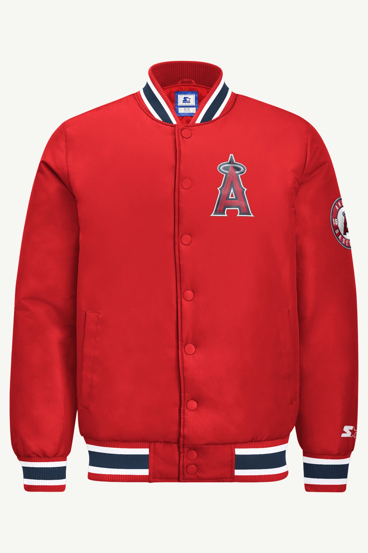 MENS ANAHEIM ANGELS GAME DAY SATIN VARSITY JACKET View 2