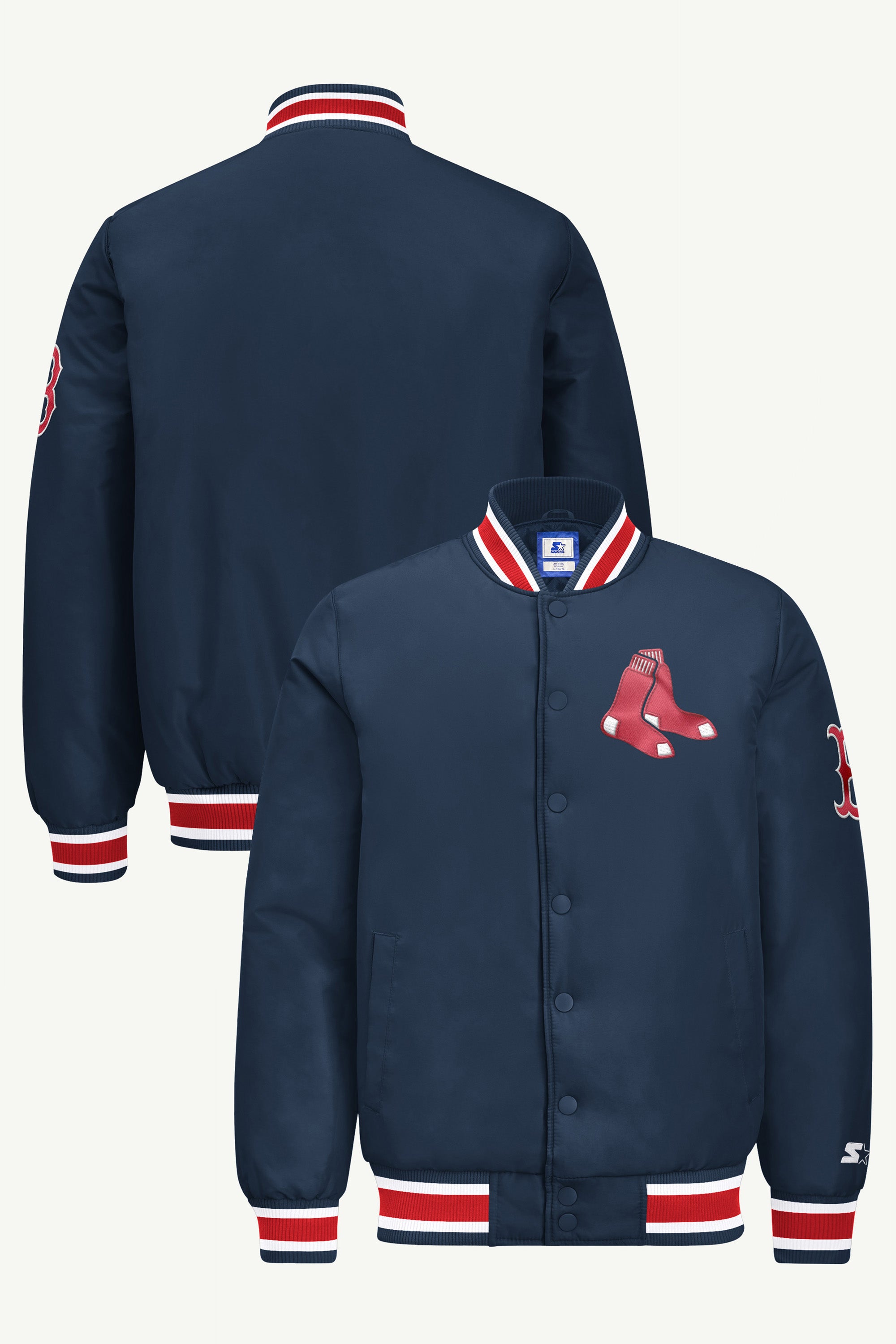 MENS BOSTON RED SOX GAME DAY SATIN VARSITY JACKET View 1