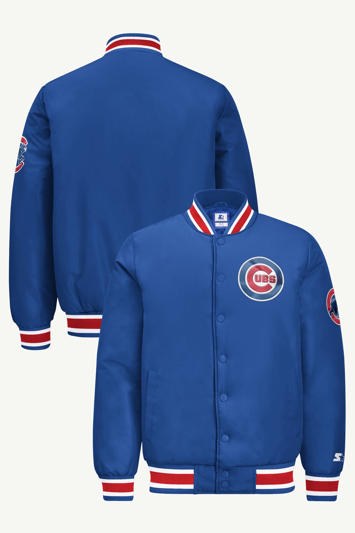 MENS CHICAGO CUBS GAME DAY SATIN VARSITY JACKET View 1