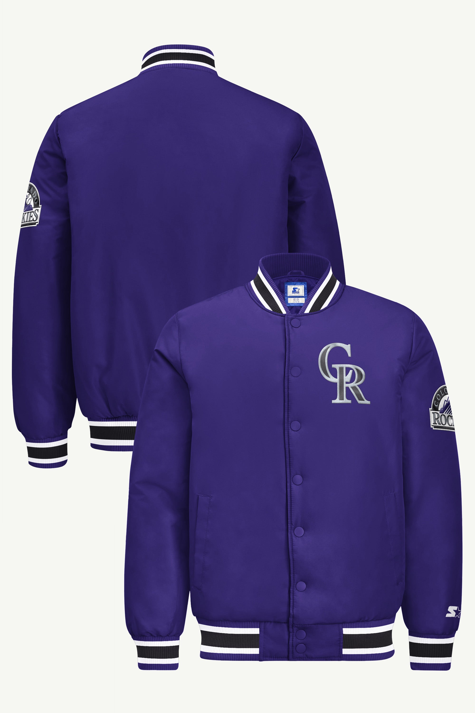 MENS COLORADO ROCKIES GAME DAY SATIN VARSITY JACKET View 1