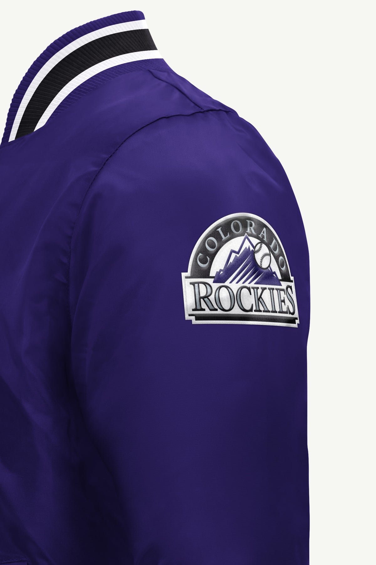 MENS COLORADO ROCKIES GAME DAY SATIN VARSITY JACKET View 4