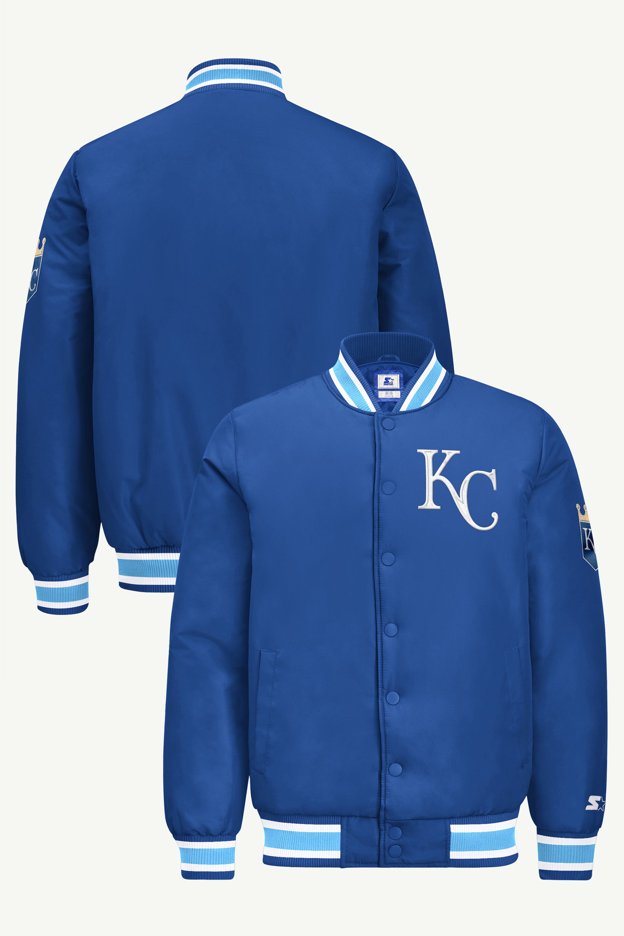 MENS KANSAS CITY ROYALS GAME DAY SATIN VARSITY JACKET View 1