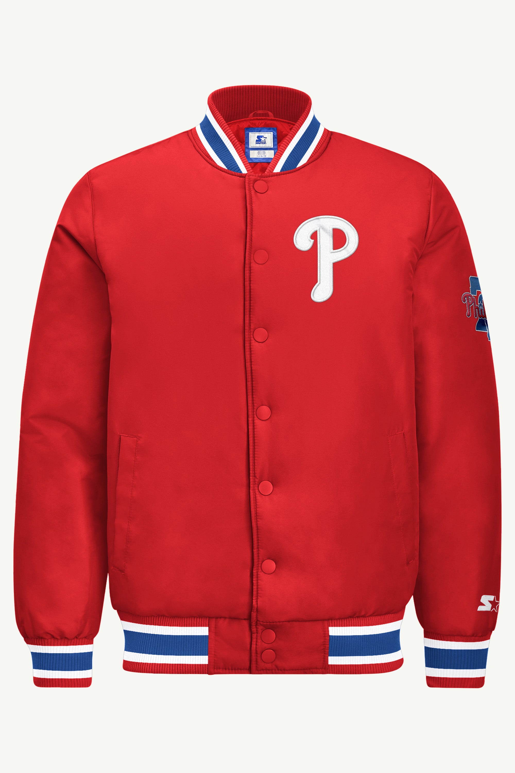 MENS PHILADELPHIA PHILLIES GAME DAY SATIN VARSITY JACKET View 2