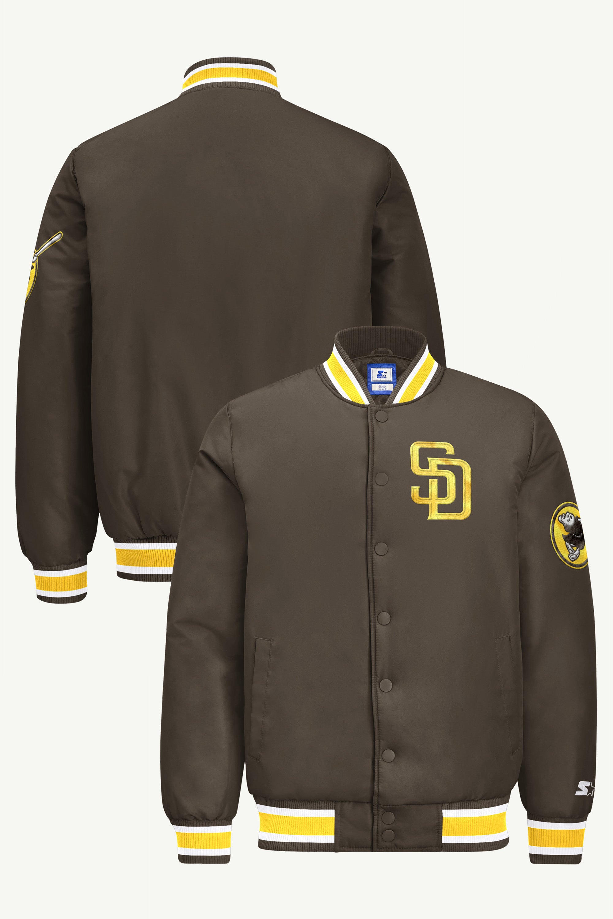 MENS SAN DEIGO PADRES GAME DAY SATIN VARSITY JACKET View 1