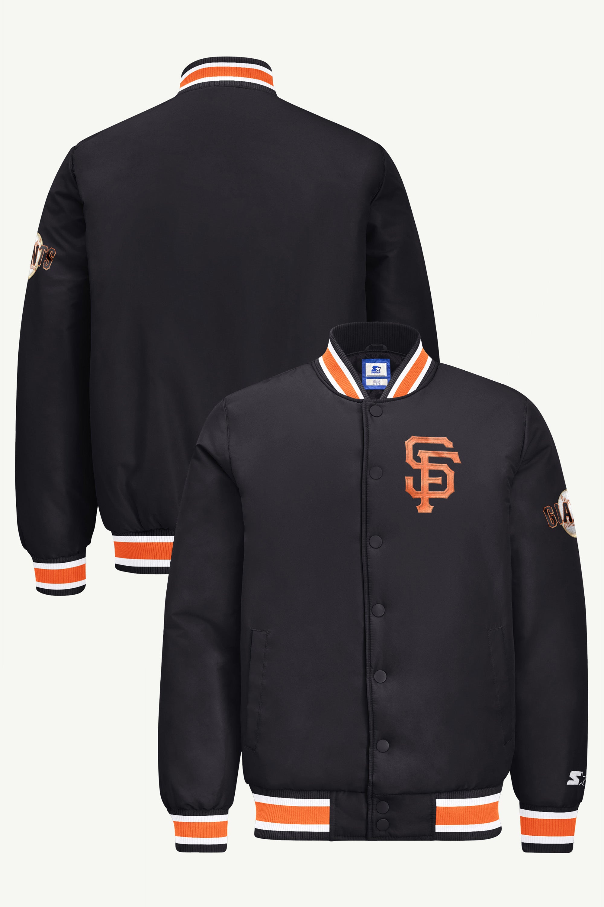 MENS SAN FRANCISCO GIANTS GAME DAY SATIN VARSITY JACKET View 1