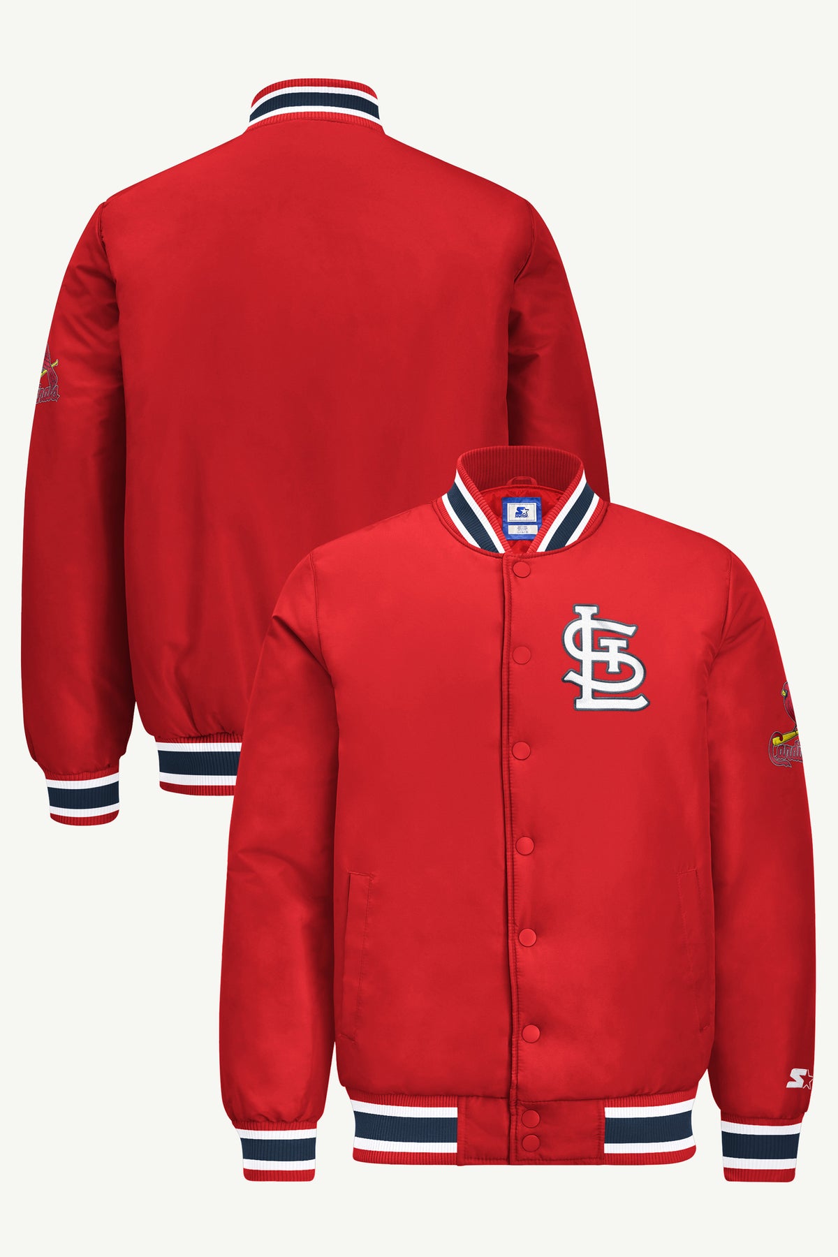 MENS ST. LOUIS CARDINALS GAME DAY SATIN VARSITY JACKET View 1