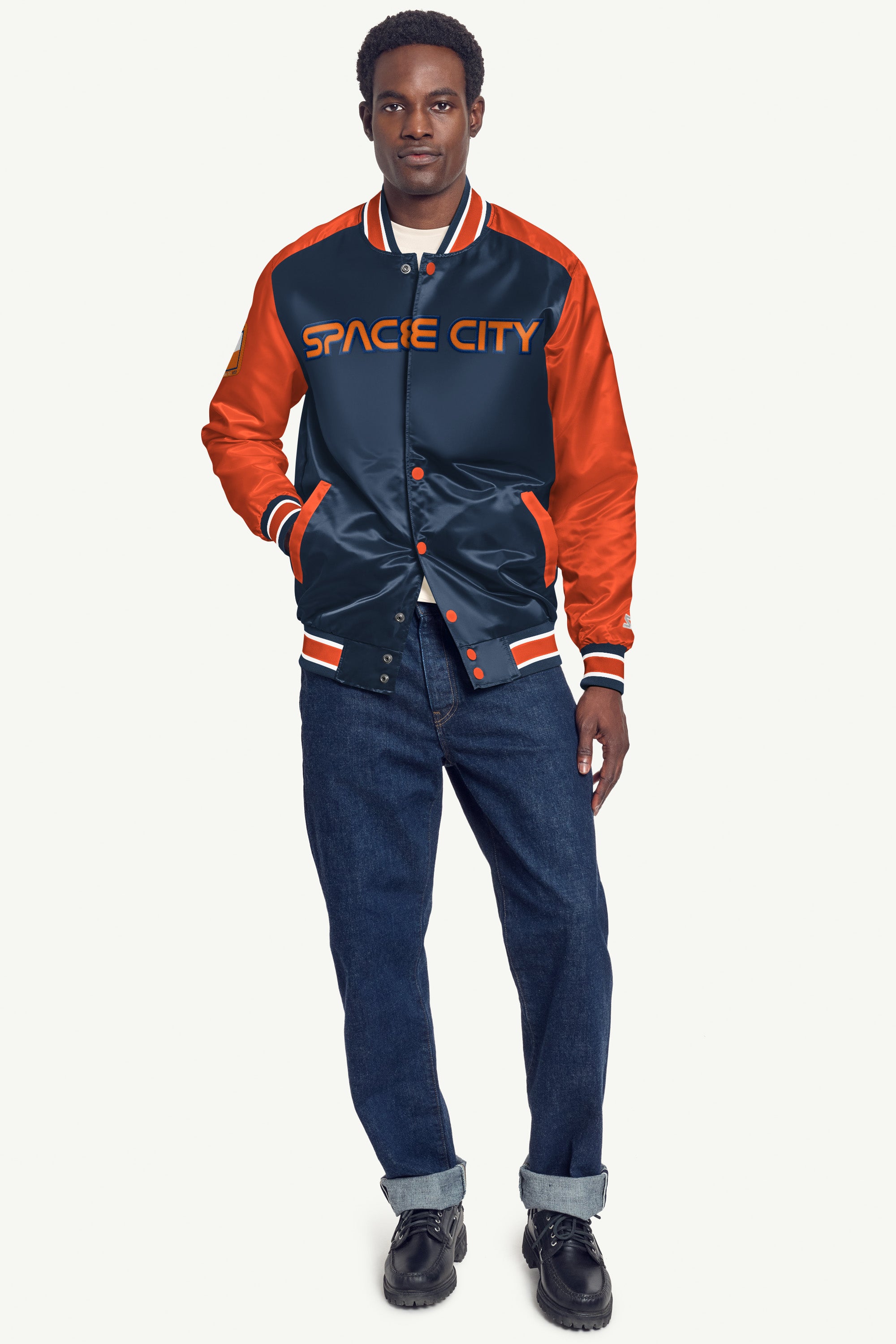 MENS HOUSTON ASTROS SATIN VARSITY JACKET View 3 | STARTER CLASSICS