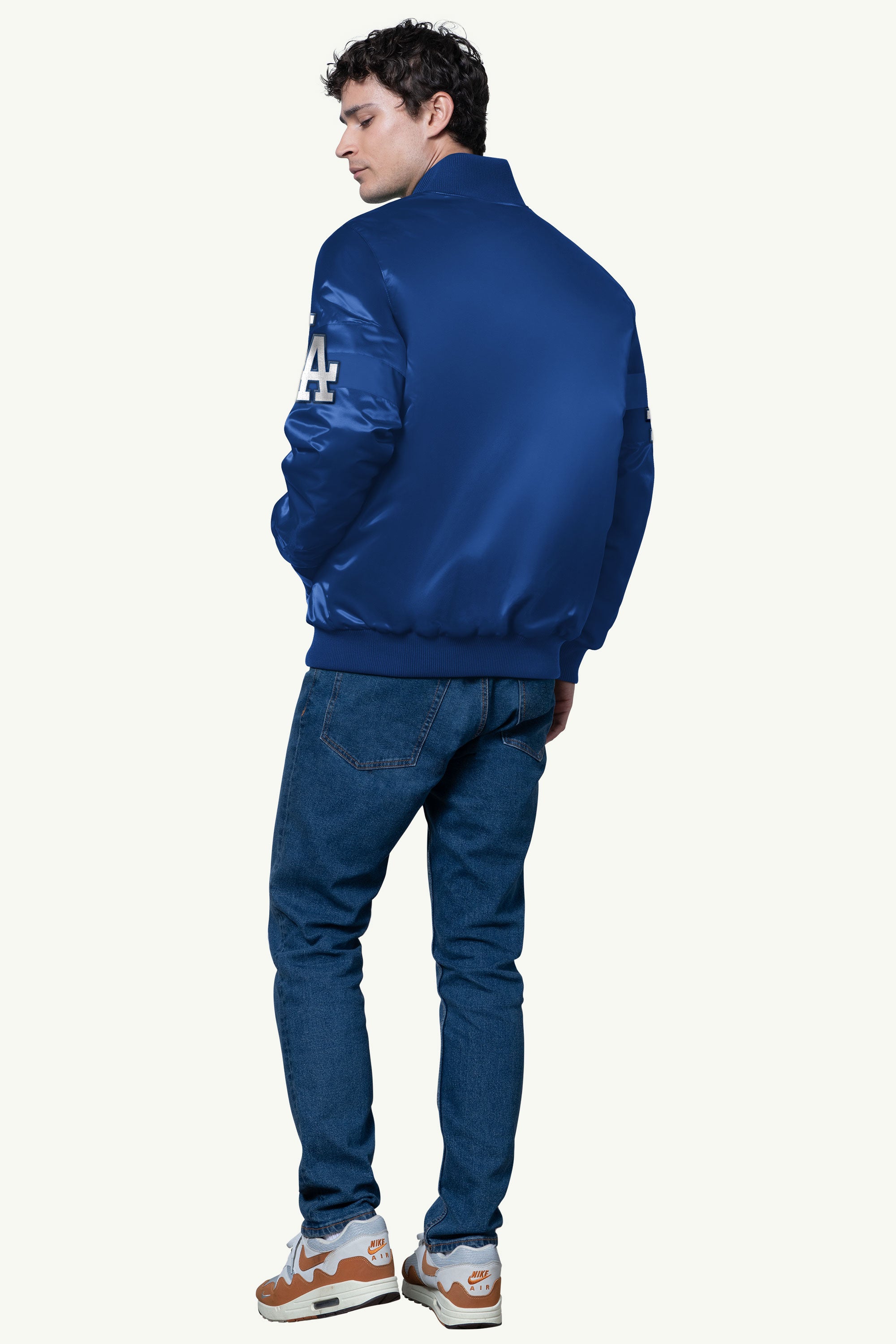 MENS LOS ANGELES DODGERS TRIPLE OPTION SATIN VARSITY JACKET View 3 | MLB