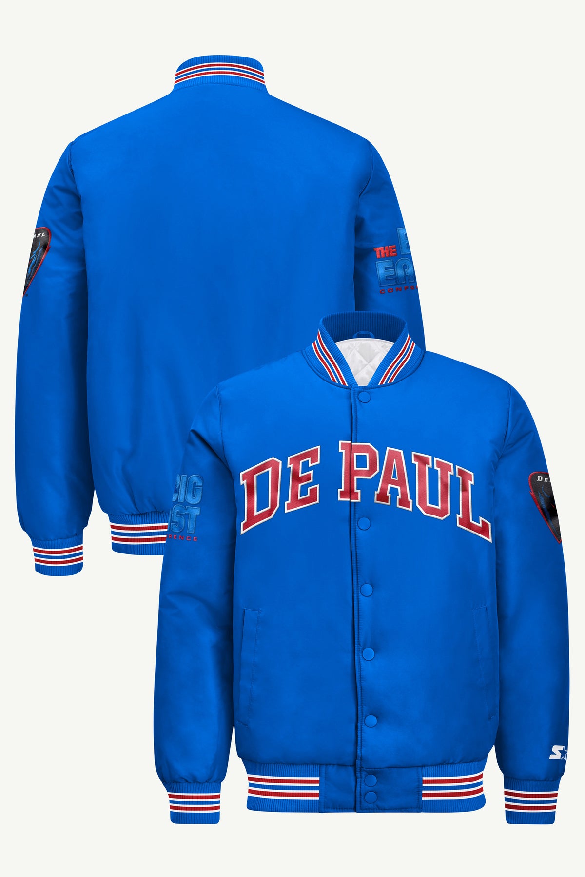MENS DE PAUL BLUE DEMONS SATIN VARSITY JACKET View 1 | New Arrivals