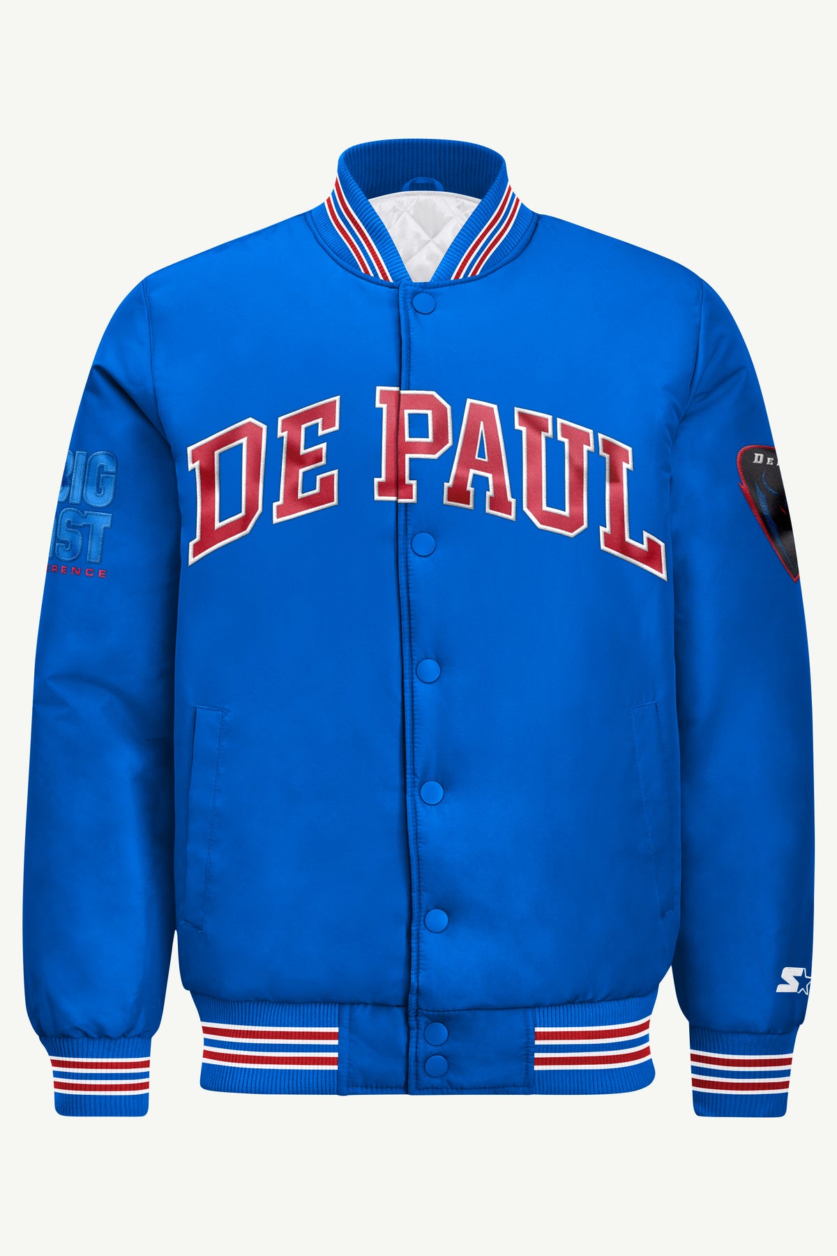 MENS DE PAUL BLUE DEMONS SATIN VARSITY JACKET View 2 | New Arrivals