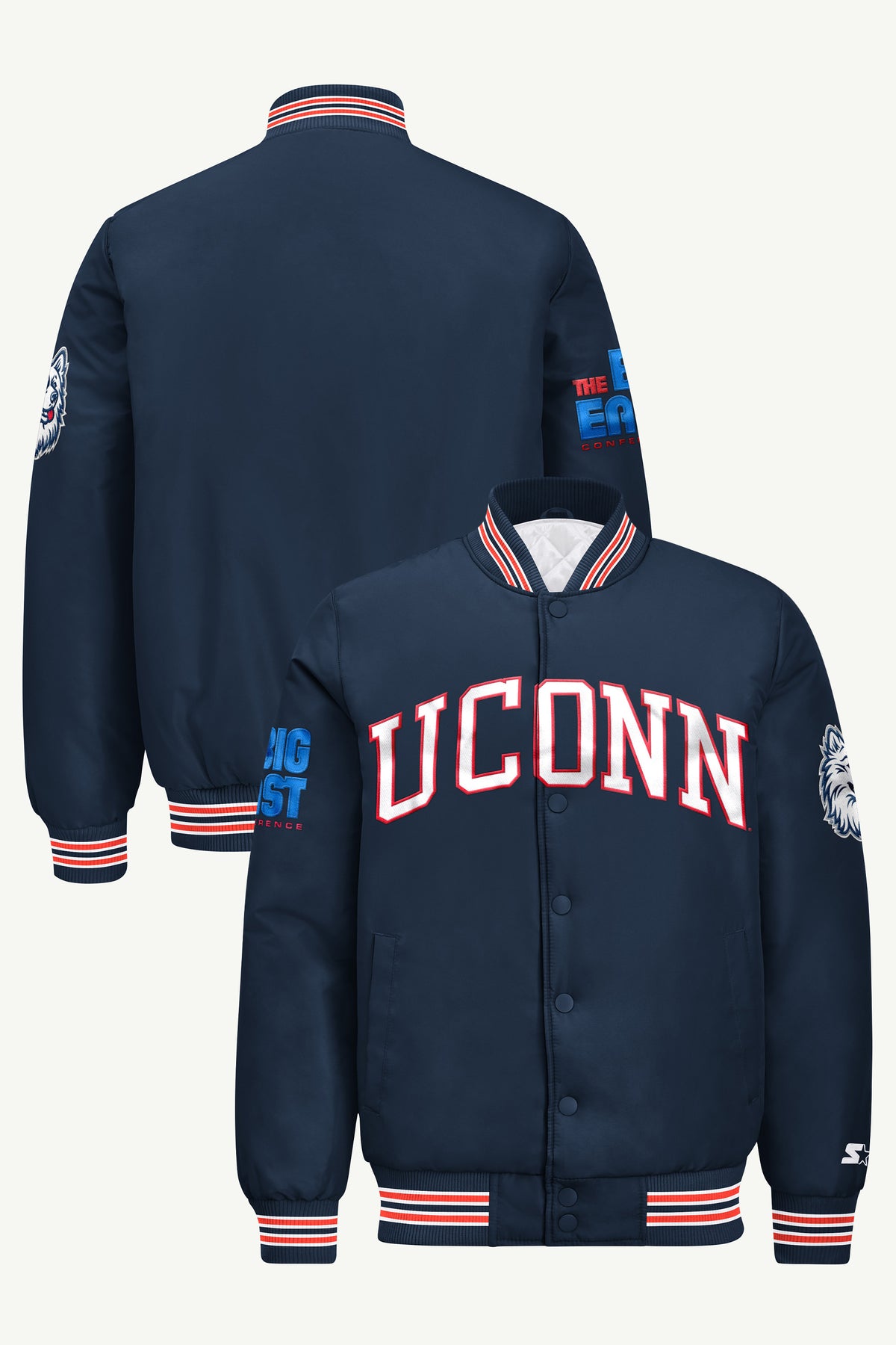 MENS UCONN HUSKIES SATIN VARSITY JACKET View 1 | New Arrivals