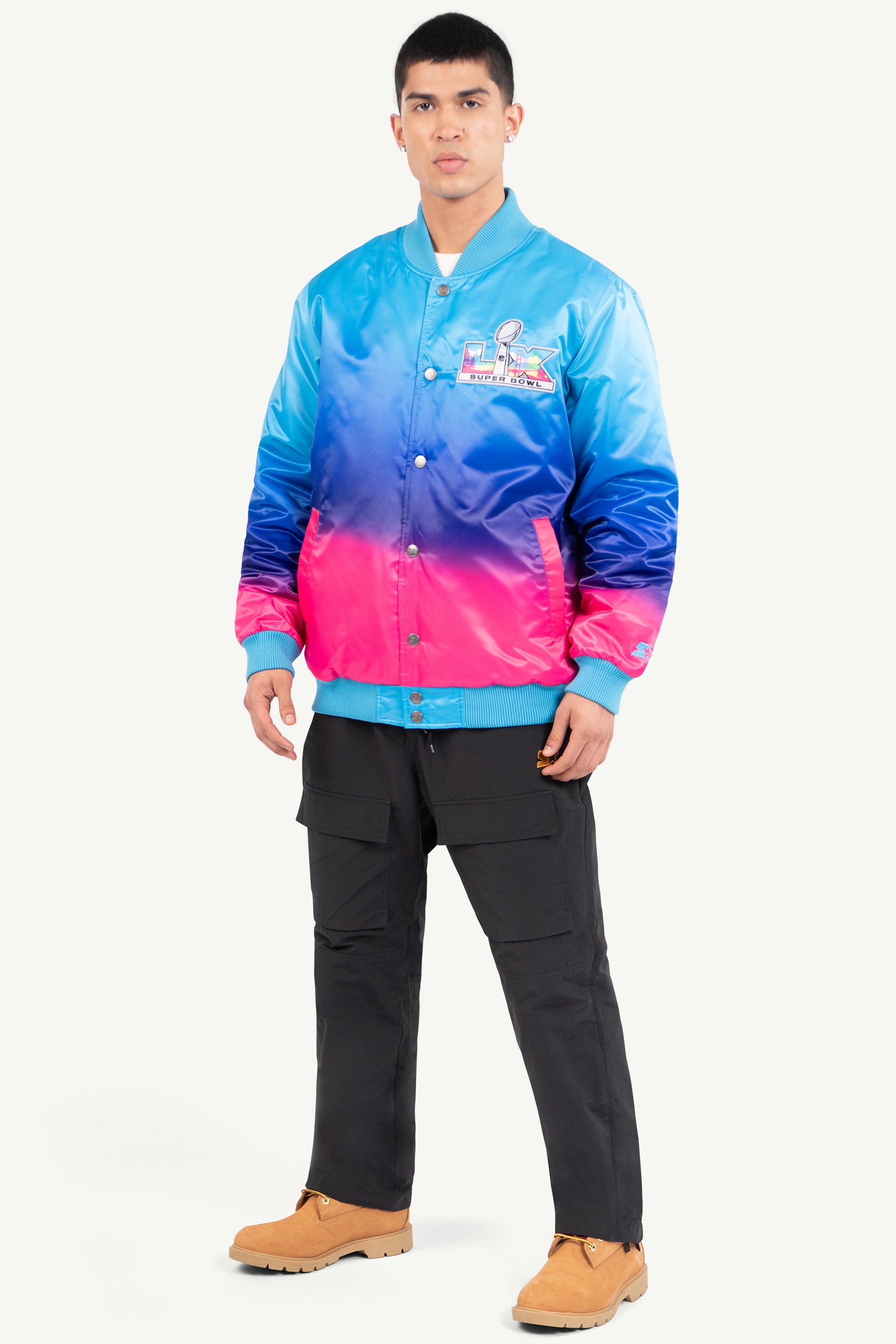MENS SUPER BOWL LX SATIN VARSITY JACKET View 3