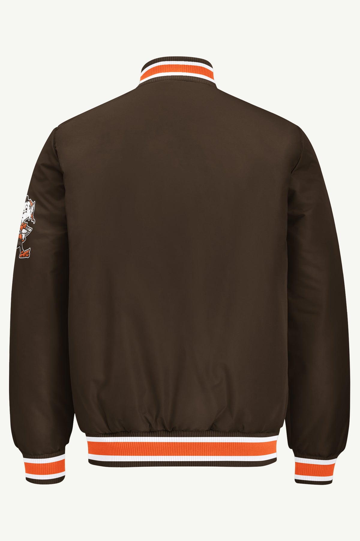 MENS CLEVELAND BROWNS RETRO ACROSS SATIN VARSITY JACKET View 3