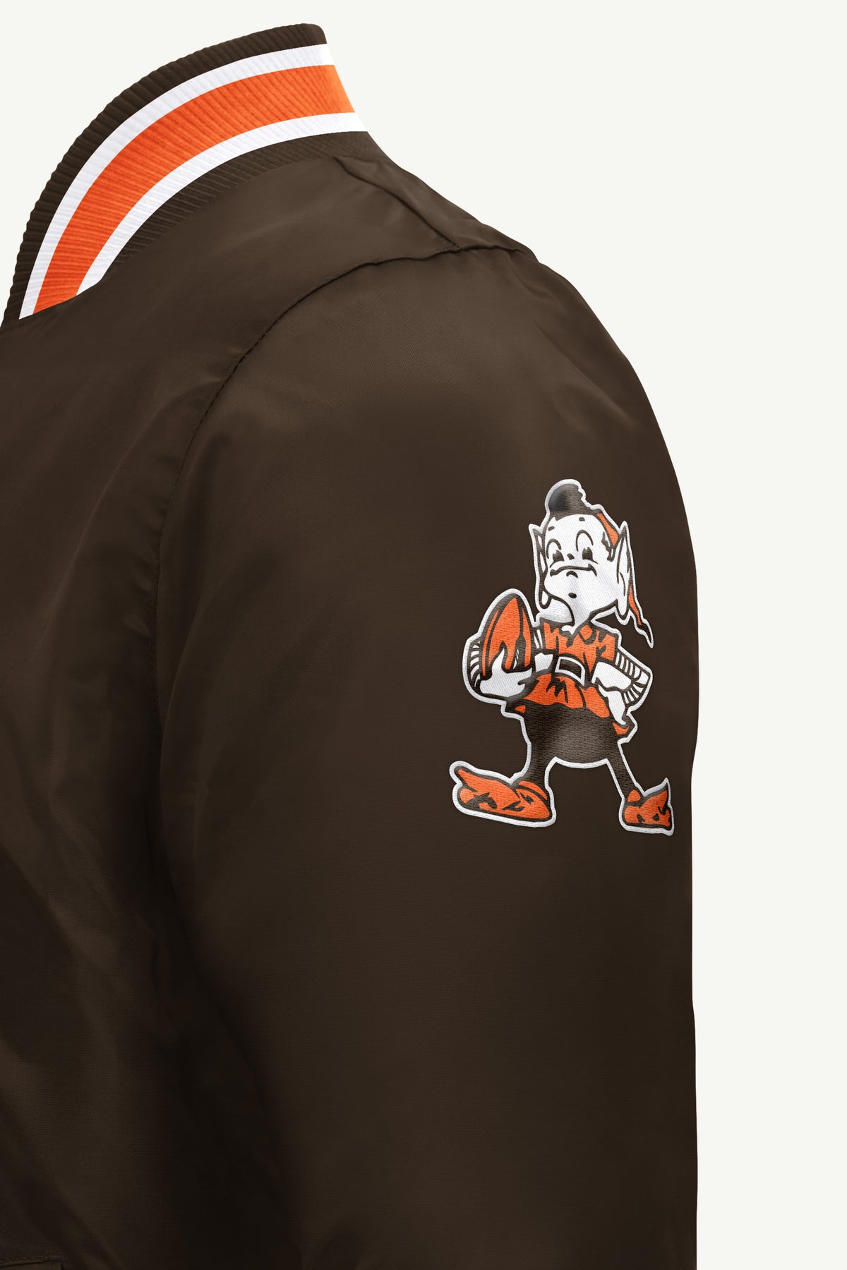 MENS CLEVELAND BROWNS RETRO ACROSS SATIN VARSITY JACKET View 4