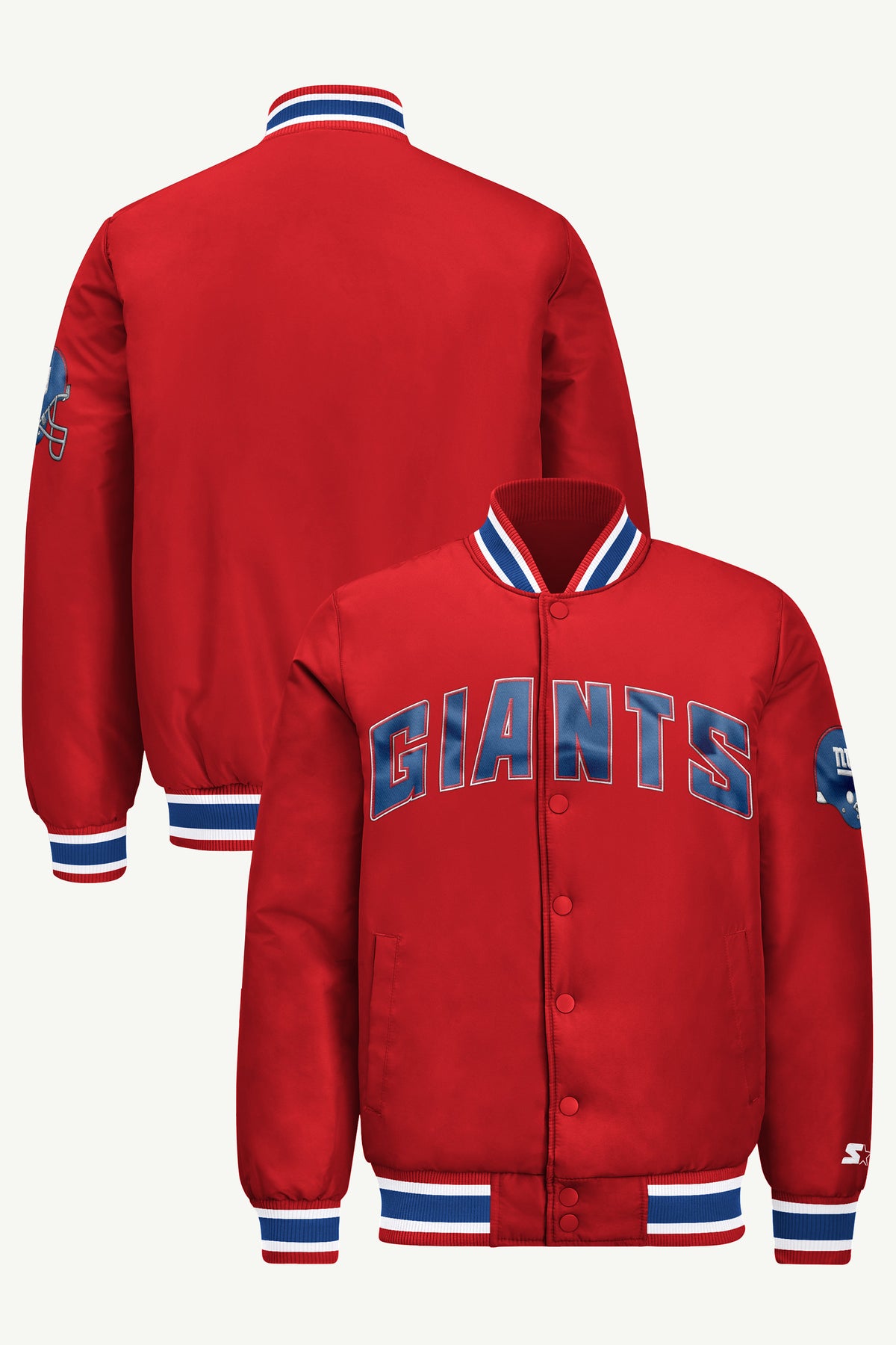 MENS NEW YORK GIANTS RETRO ACROSS SATIN VARSITY JACKET View 1