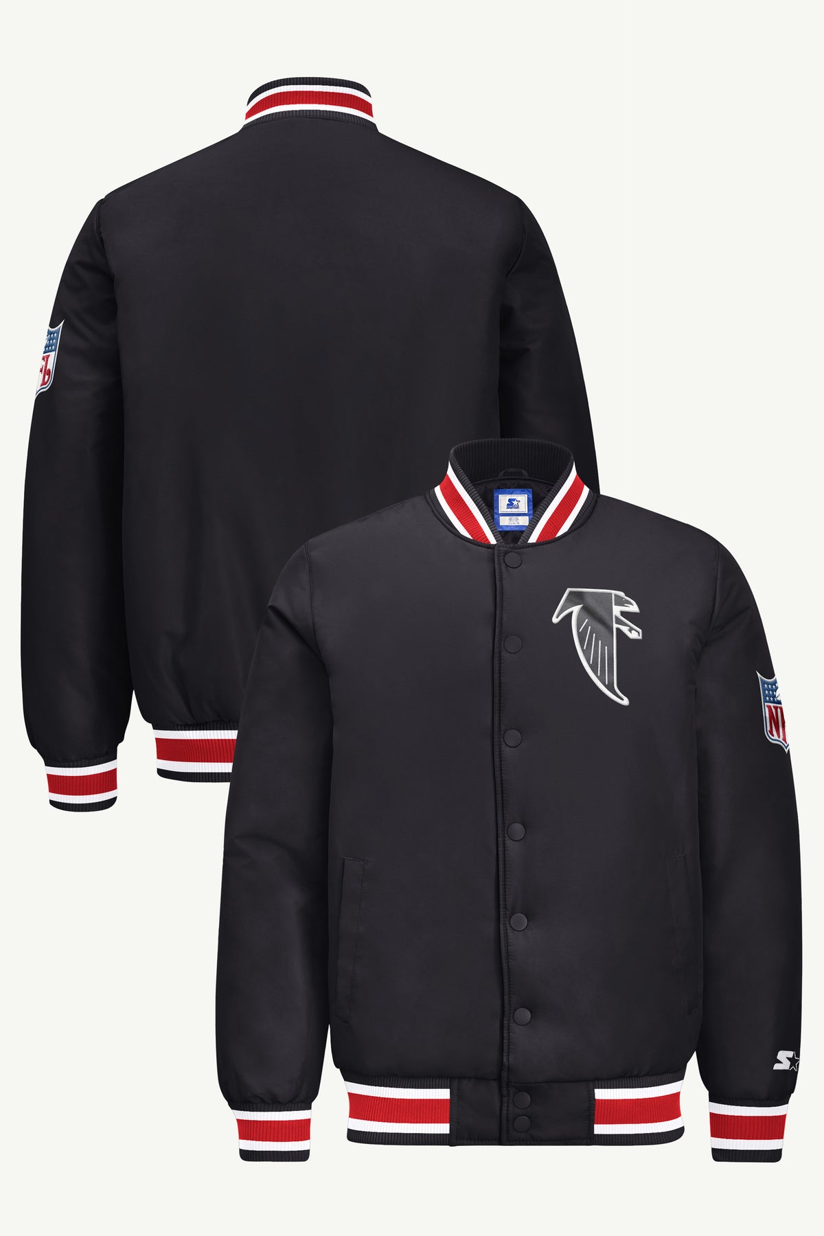 MENS ATLANTA FALCONS RETRO GAME DAY SATIN VARSITY JACKET View 1