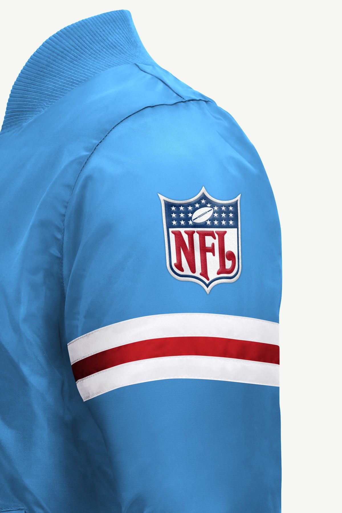 MENS HOUSTON OILERS RETRO STRIPE SLEEVE VARSITY JACKET View 4