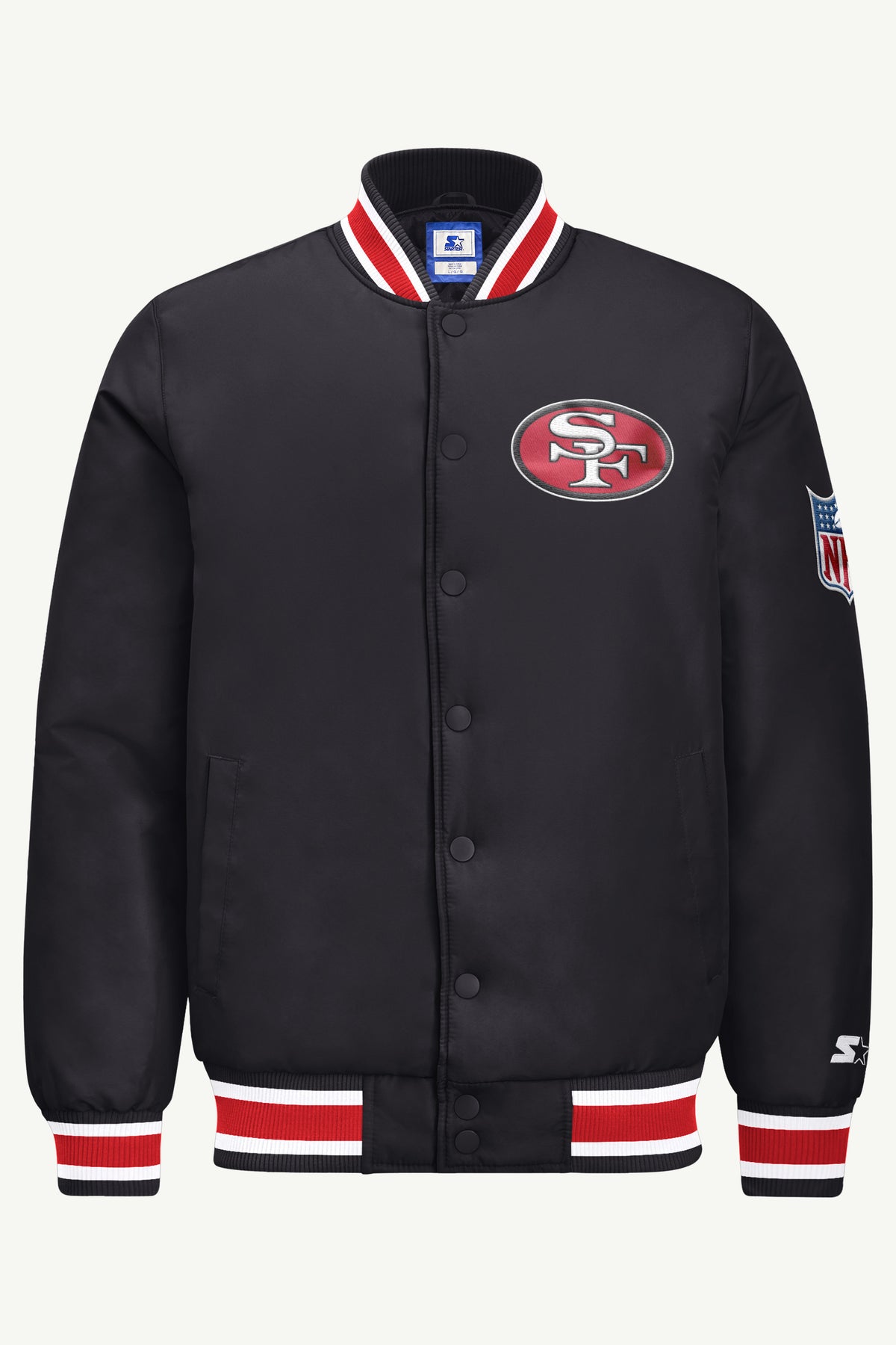 MENS SAN FRANCISCO 49ERS GAME DAY SATIN VARSITY JACKET View 2