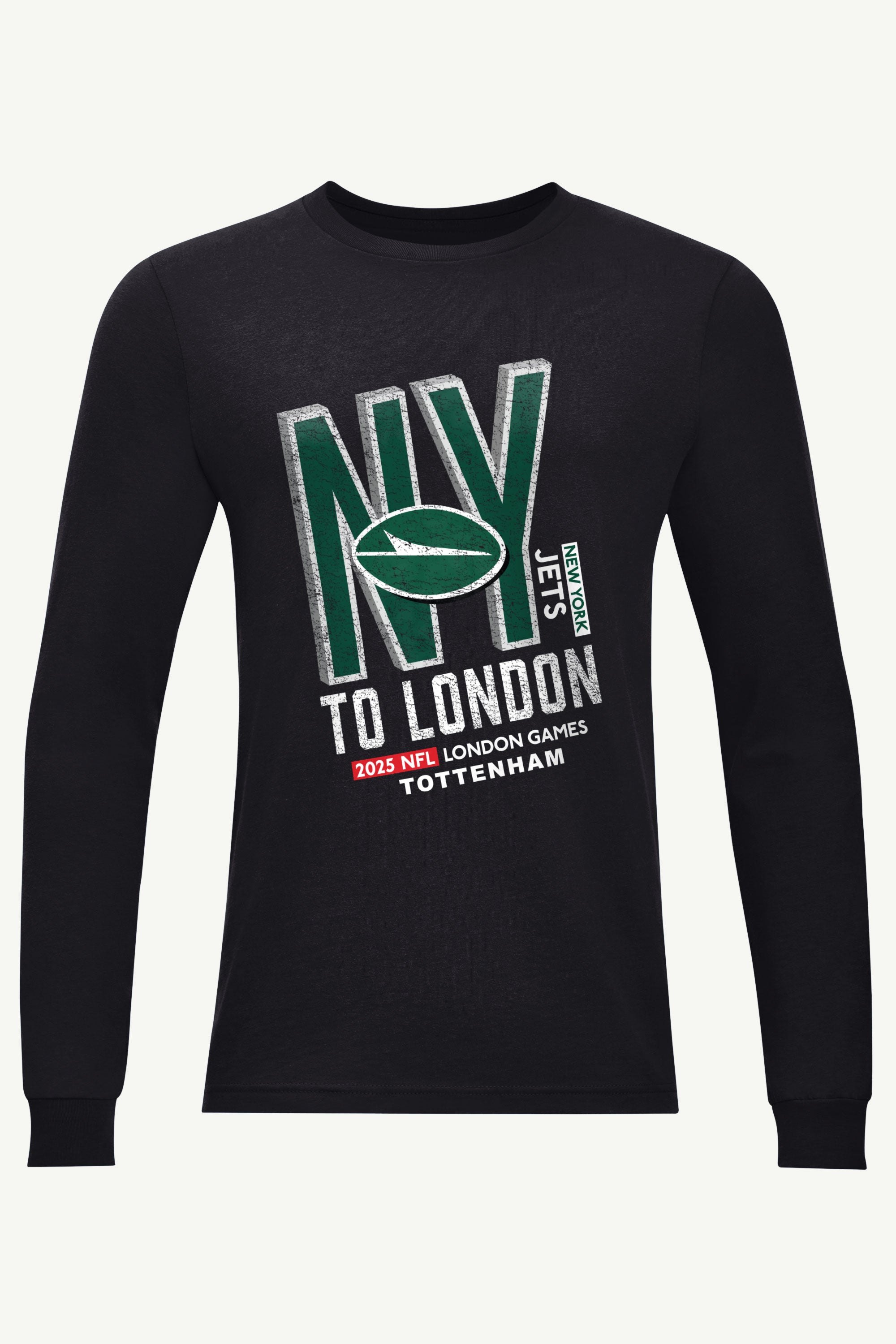 MENS NEW YORK JETS TO LONDON GAMES STADIUM LONG SLEEVE T SHIRT View 1 | DTG
