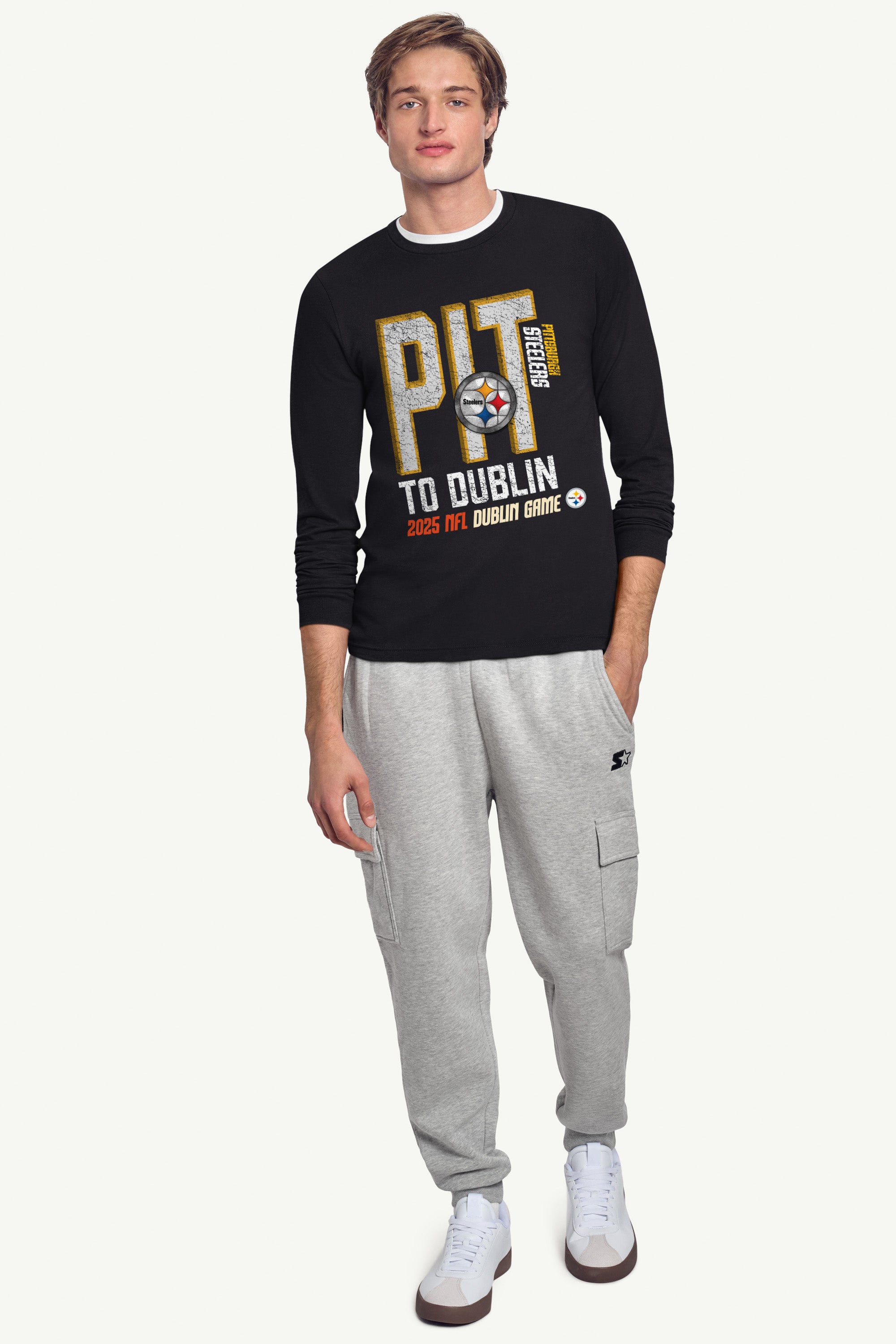 MENS PITTSBURGH STEELERS TO DUBLIN WE GO LONG SLEEVE T SHIRT View 3 | NFL