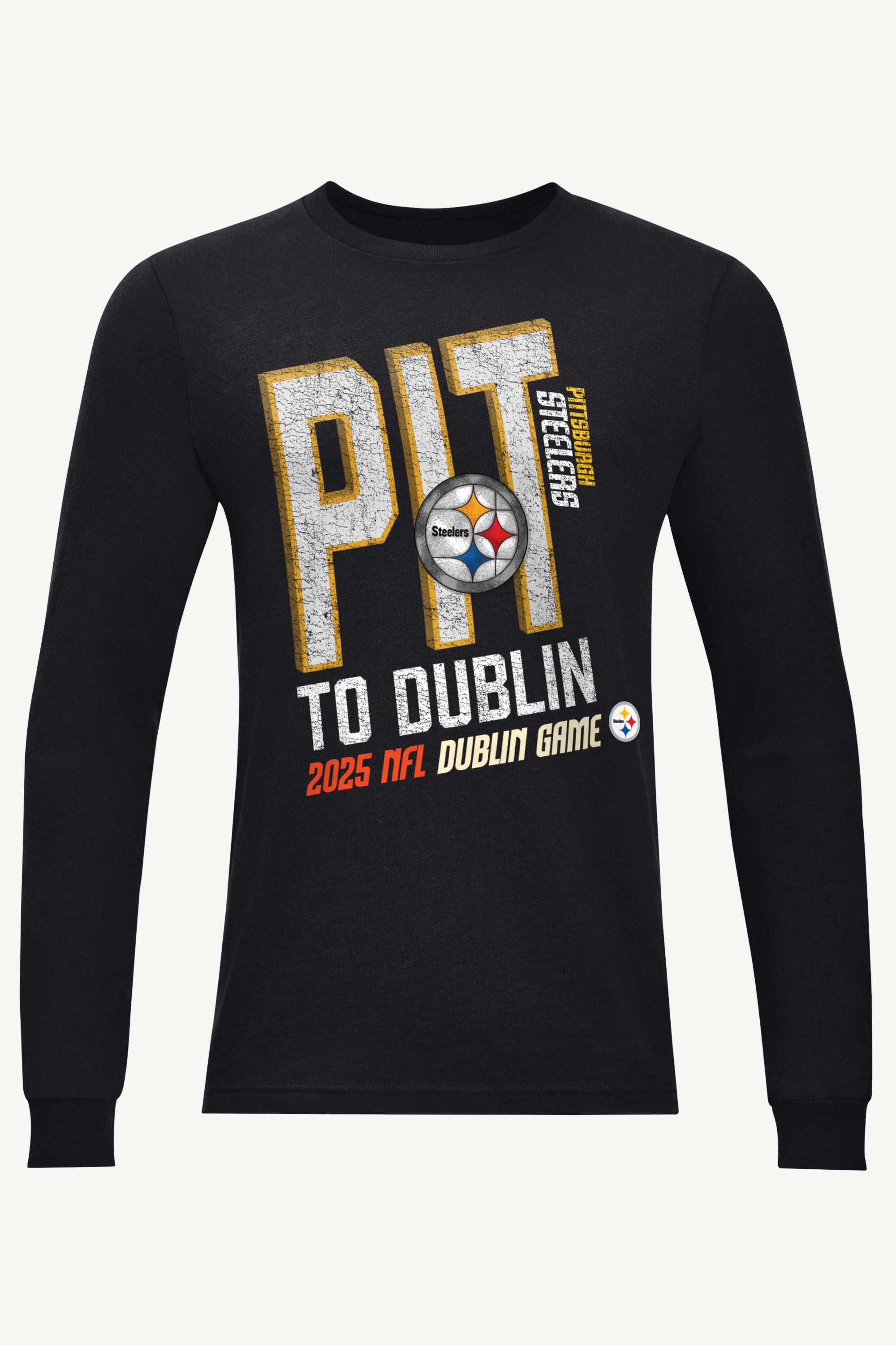 MENS PITTSBURGH STEELERS TO DUBLIN WE GO LONG SLEEVE T SHIRT View 1 | NFL MENS PITTSBURGH STEELERS TO DUBLIN WE GO LONG SLEEVE T SHIRT View 1 | NFL