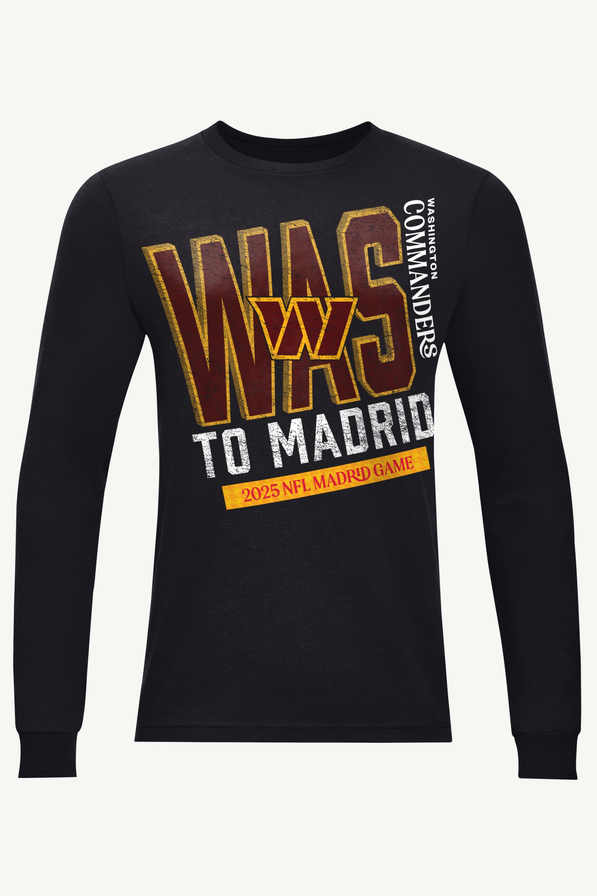 MENS WASHINGTON COMMANDERS TO MADRID WE GO LONG SLEEVE T SHIRT View 1 | NFL International Games