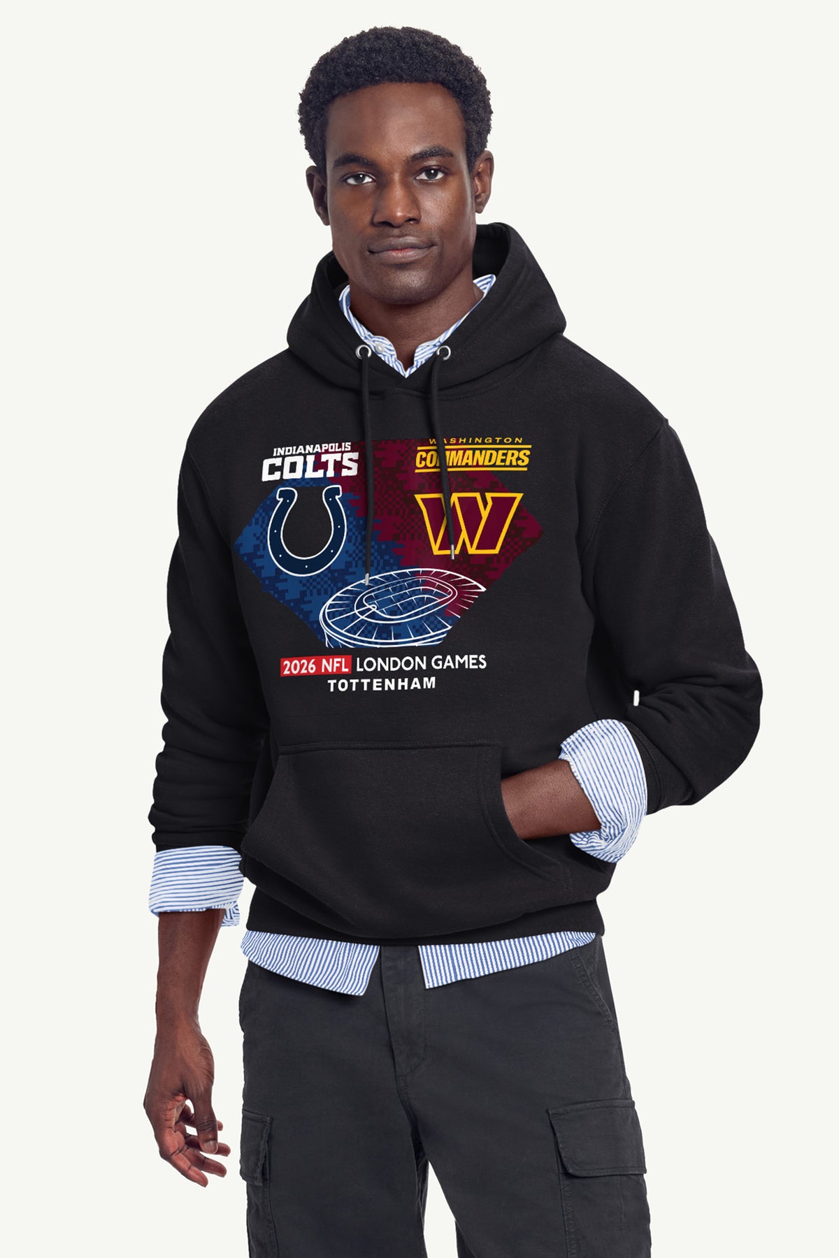 MENS INDIANAPOLIS COLTS VS. WASHINGTON COMMANDERS LONDON MATCHUP HOODIE View 4