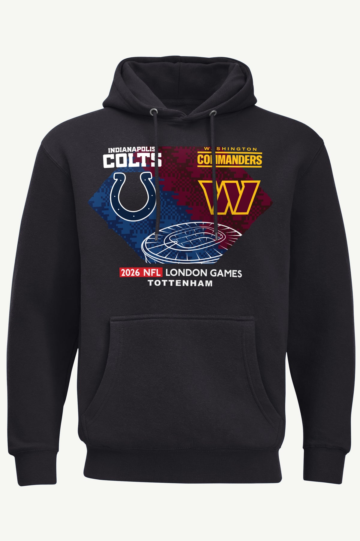 MENS INDIANAPOLIS COLTS VS. WASHINGTON COMMANDERS LONDON MATCHUP HOODIE View 1 | NFL 2026 International Games