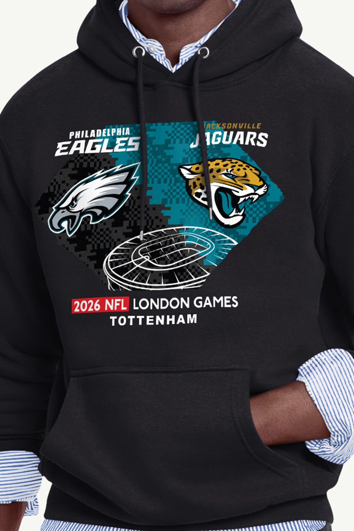 MENS PHILADELPHIA EAGLES VS. JACKSONVILLE JAGUARS LONDON MATCHUP HOODIE View 2 | NFL 2026 International Games