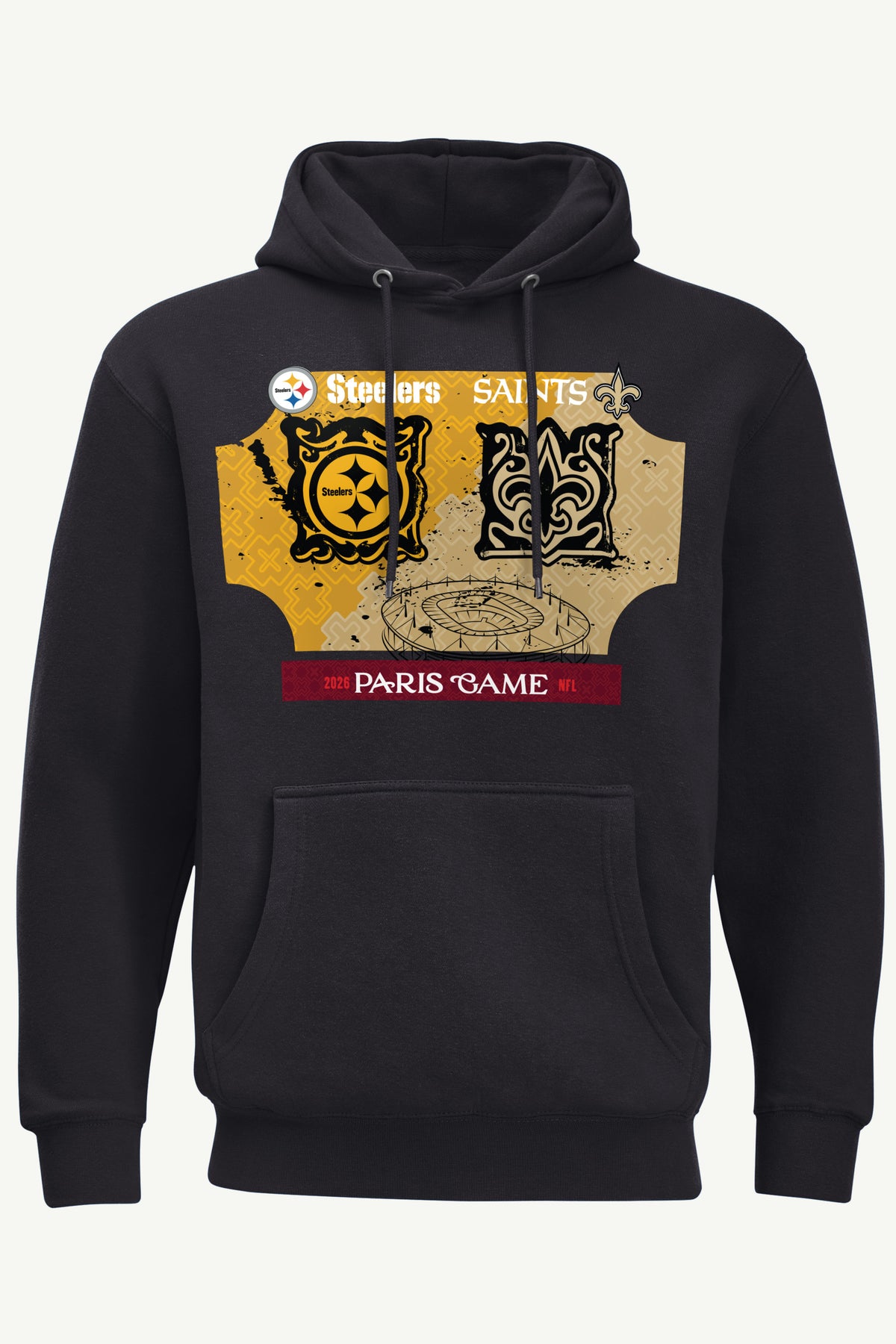 MENS PITTSBURGH STEELERS VS. NEW ORLEANS SAINTS PARIS MATCHUP HOODIE View 1