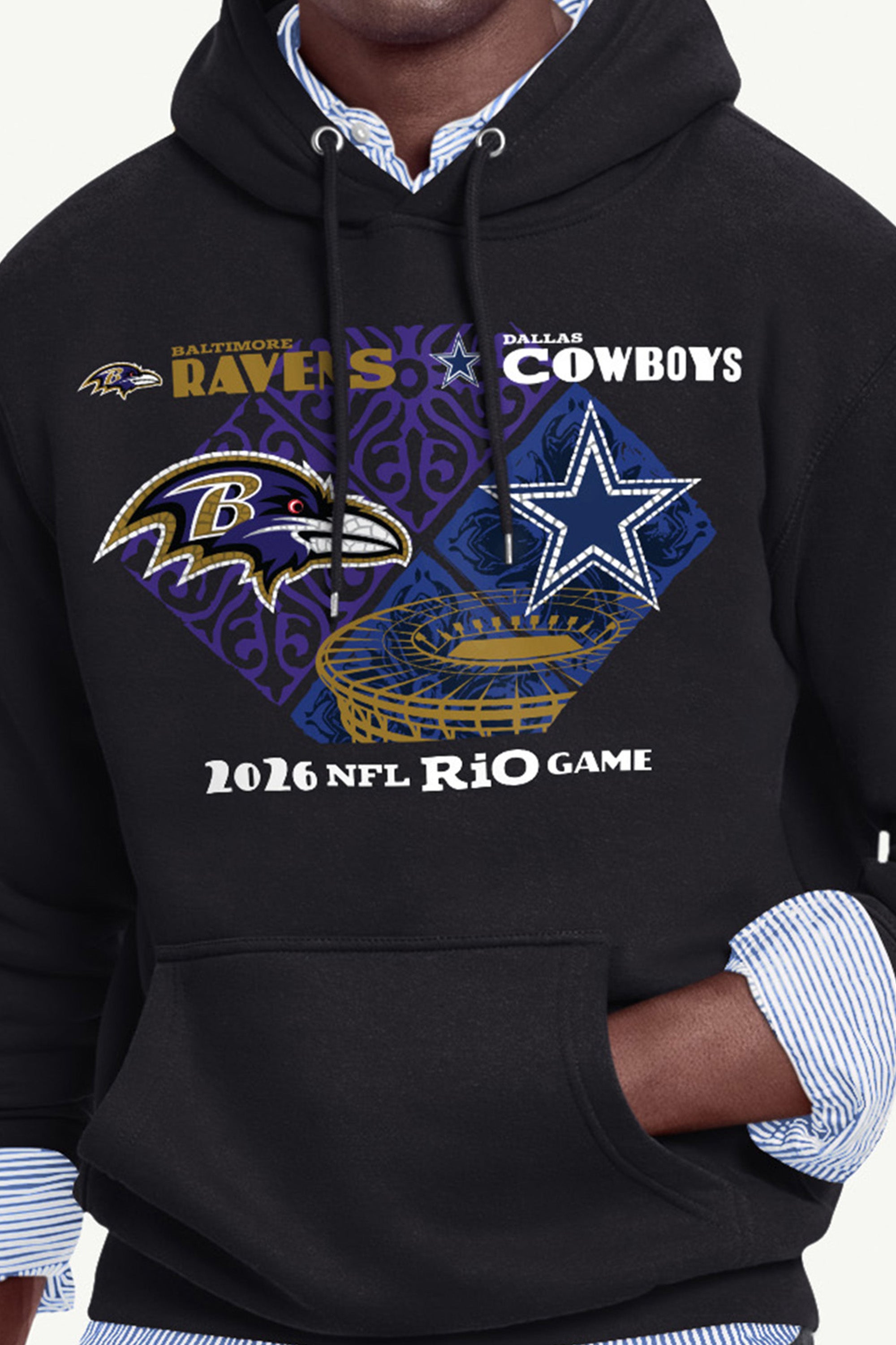 MENS BALTIMORE RAVENS VS. DALLAS COWBOYS RIO MATCHUP HOODIE View 2