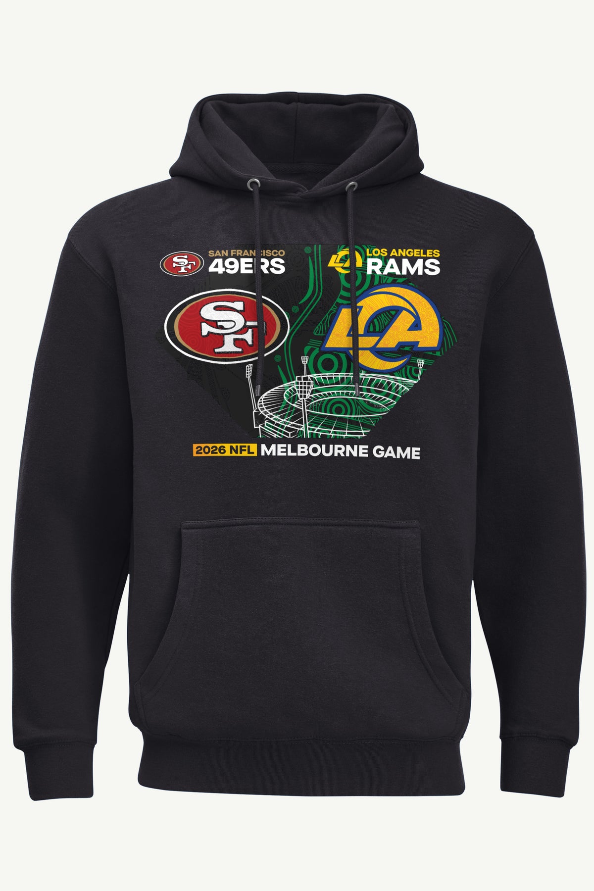 MENS SAN FRANCISCO 49ERS VS. LA RAMS MELBOURNE MATCHUP HOODIE View 1