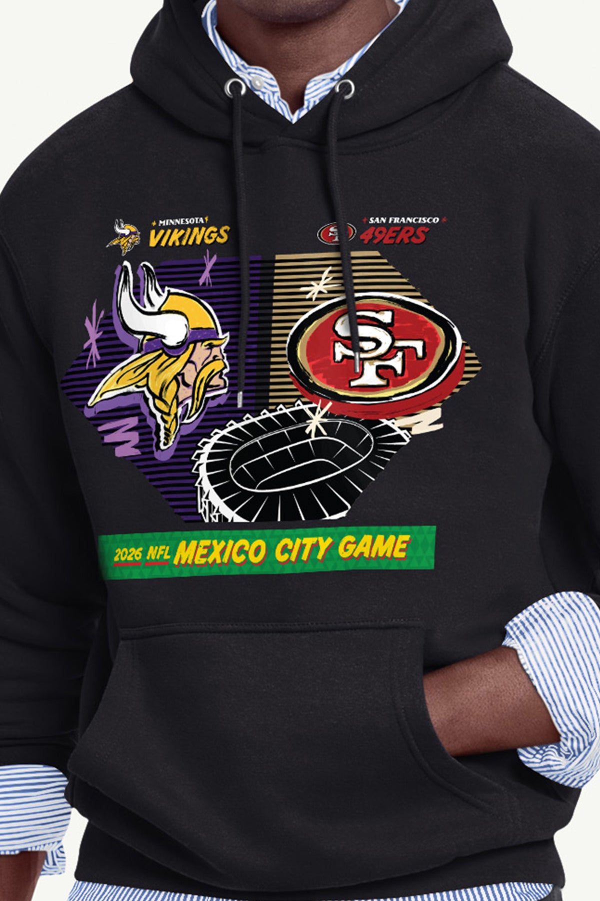 MENS MINNESOTA VIKINGS VS. SAN FRANCISCO 49ERS MEXICO CITY MATCH UP HOODIE View 2