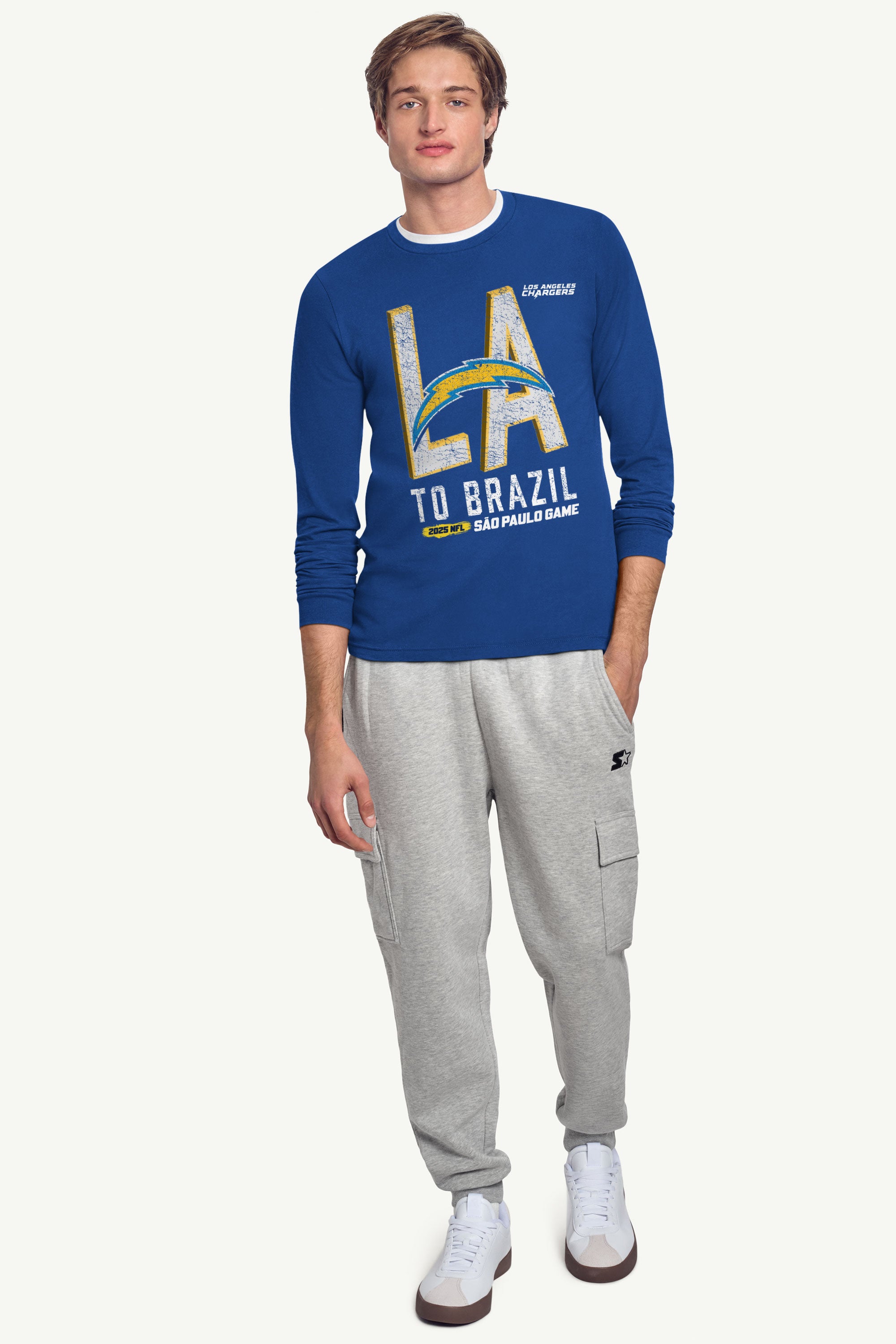 MENS LOS ANGELES CHARGERS TO BRAZIL LONG SLEEVE T SHIRT View 3 | NFL