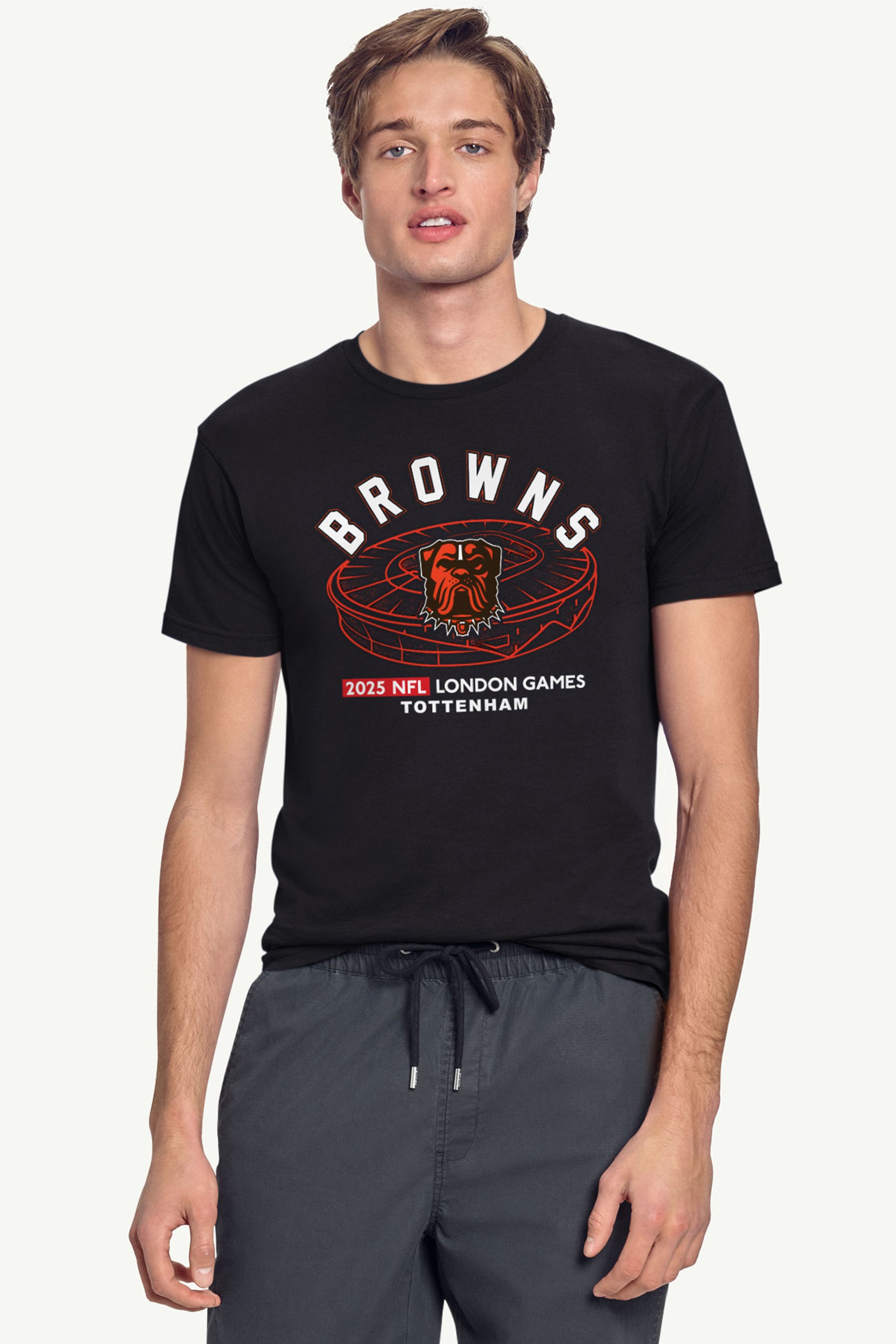 MENS CLEVELAND BROWNS LONDON STADIUM T SHIRT View 2 | DTG