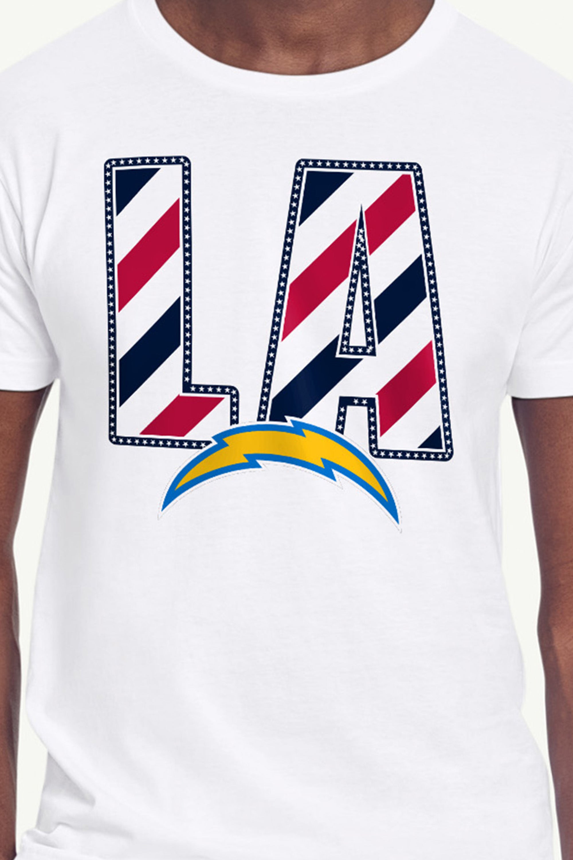 MENS LOS ANGELES CHARGERS STARS AND STRIPES T SHIRT View 2