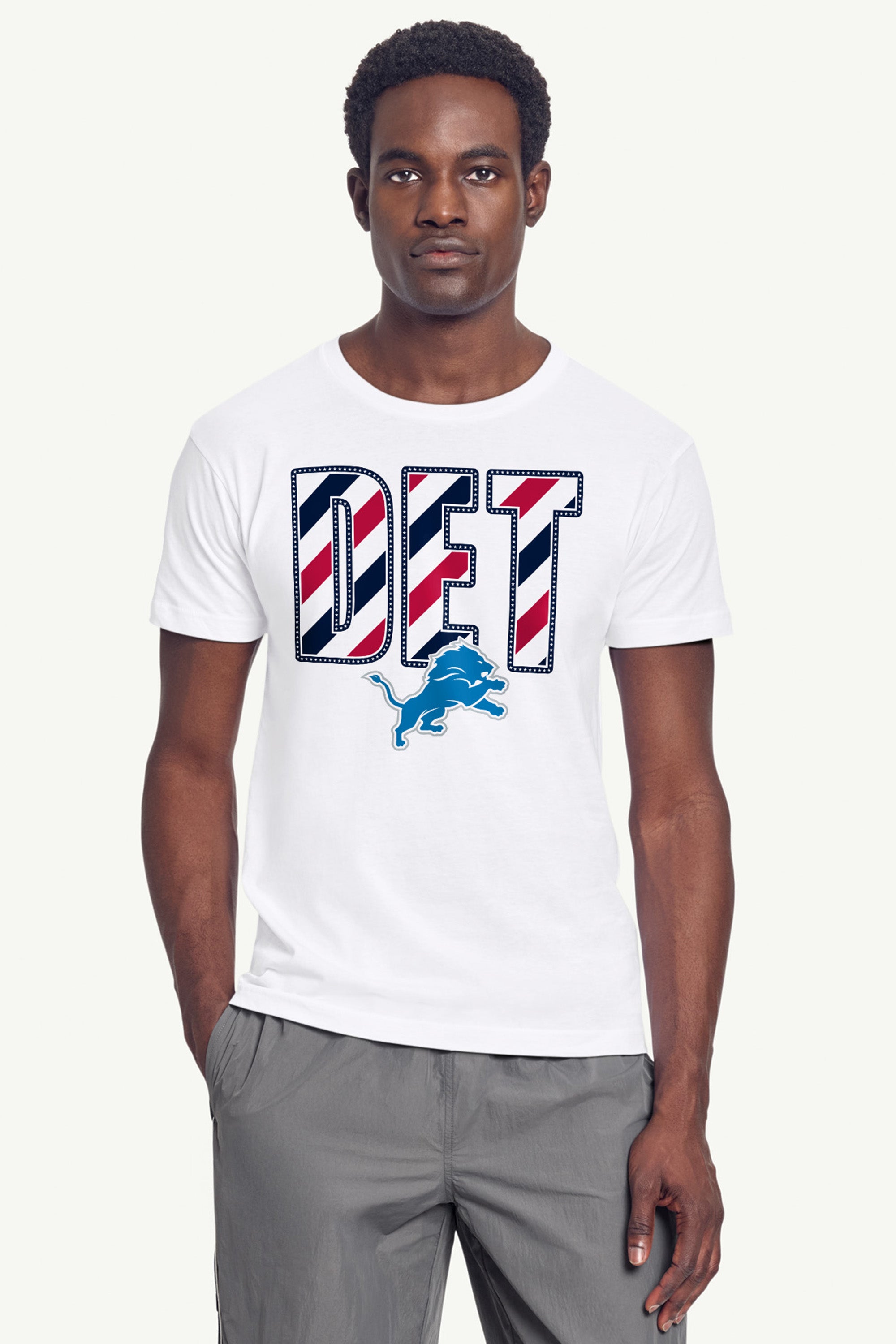 MENS DETROIT LIONS STARS AND STRIPES T SHIRT View 4