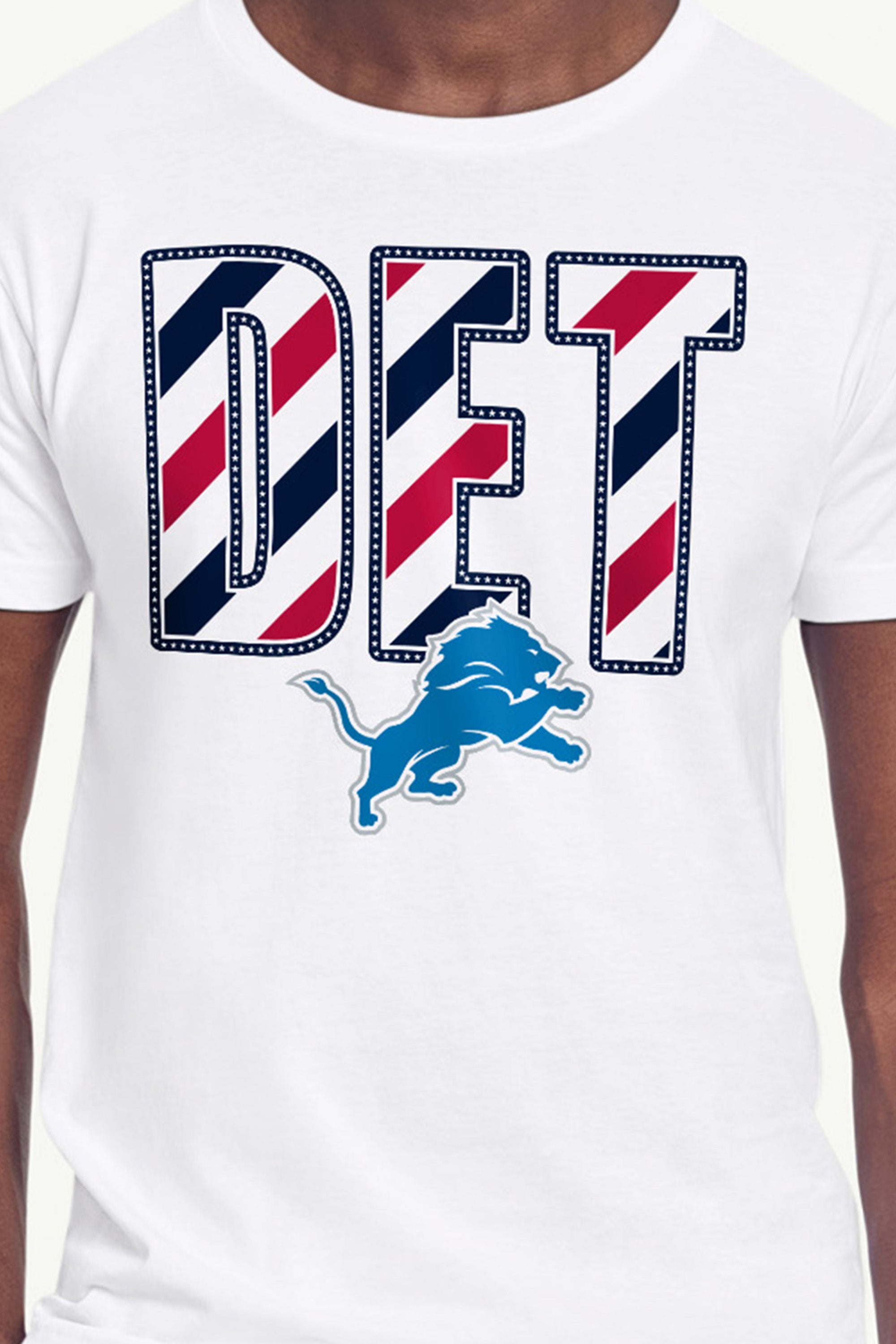 MENS DETROIT LIONS STARS AND STRIPES T SHIRT View 2