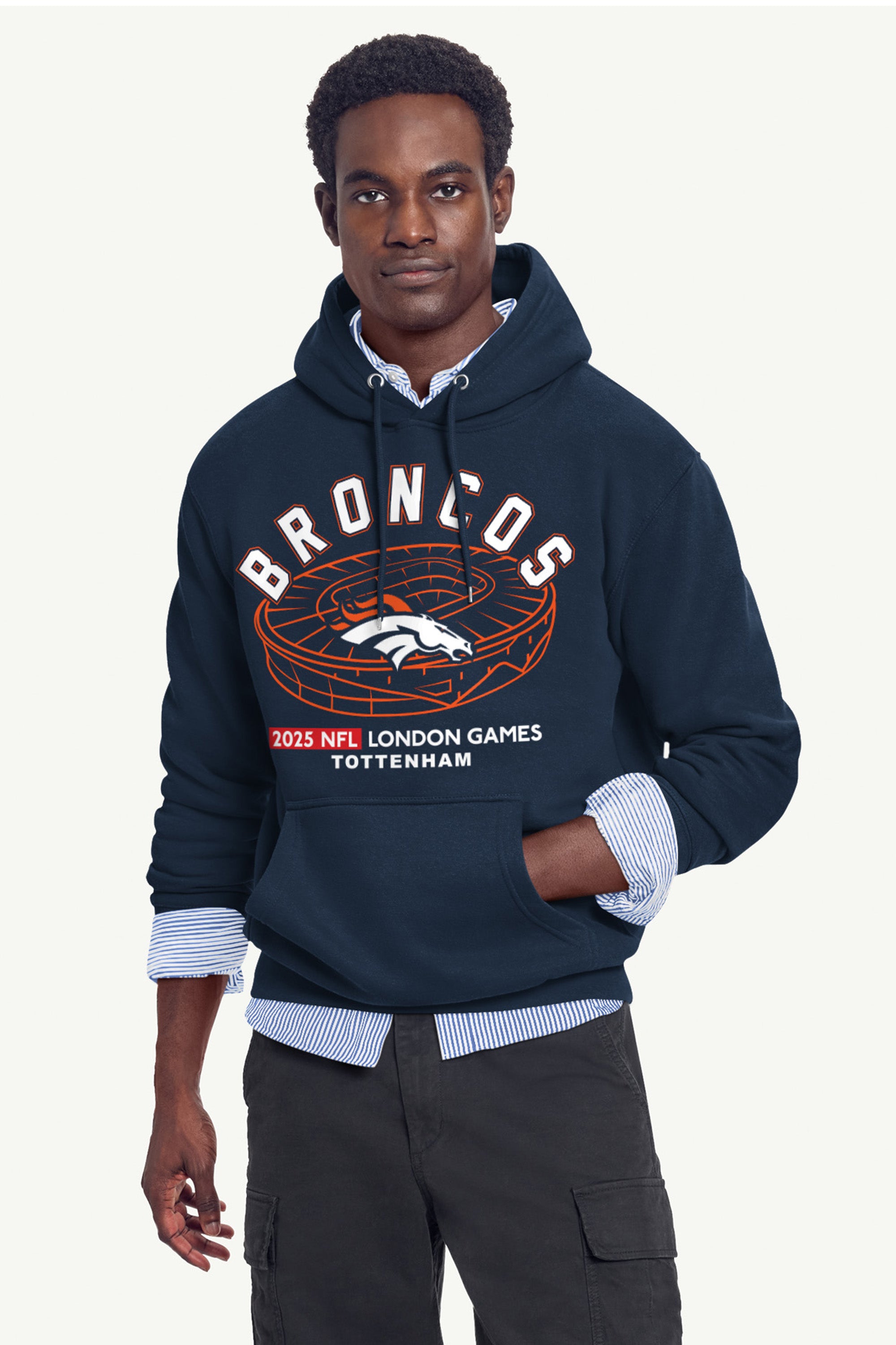 MENS DENVER BRONCOS LONDON STADIUM HOODIE View 2 | DTG